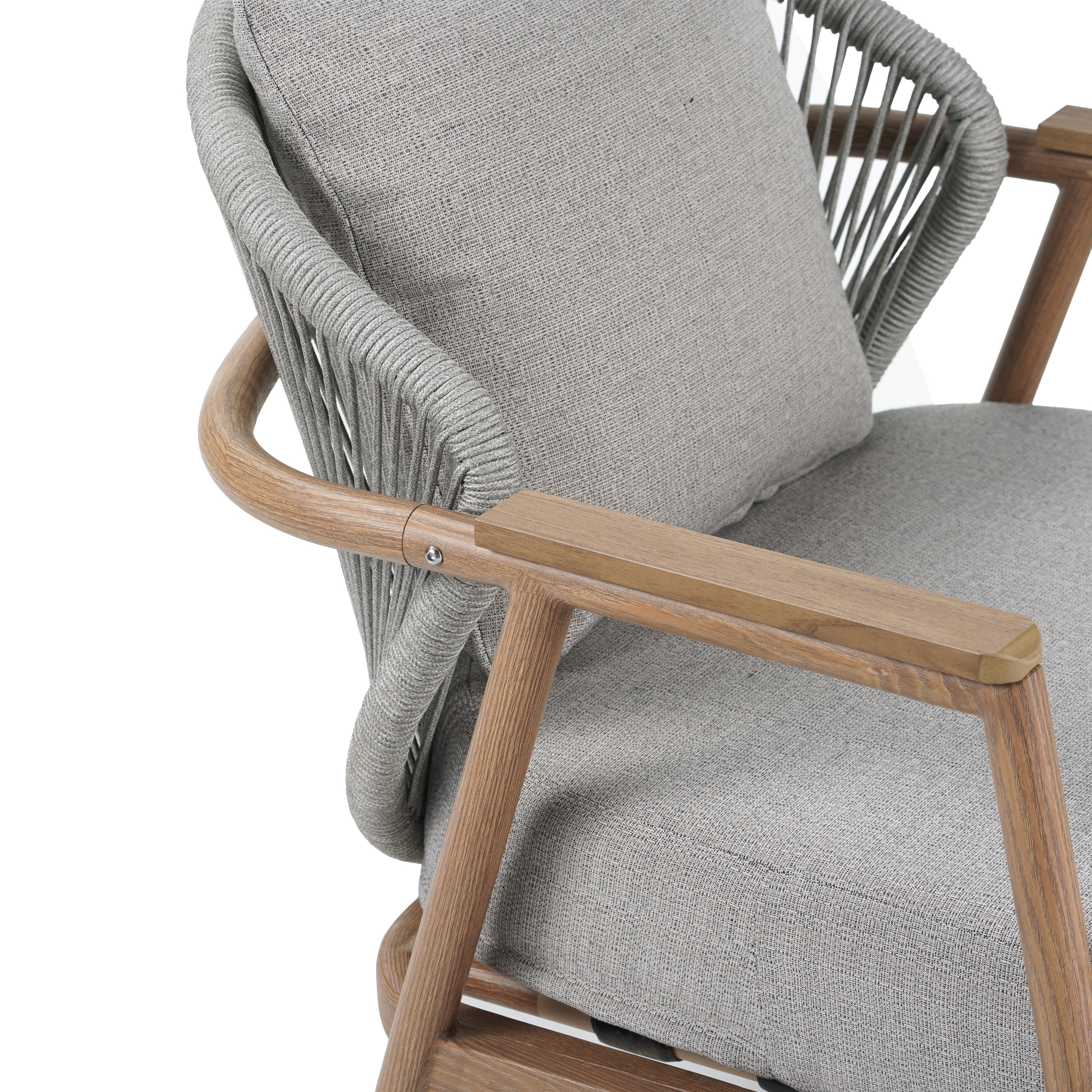 Outdoor Club Chair with Textured Cushion and Rope Backrest - Image 6