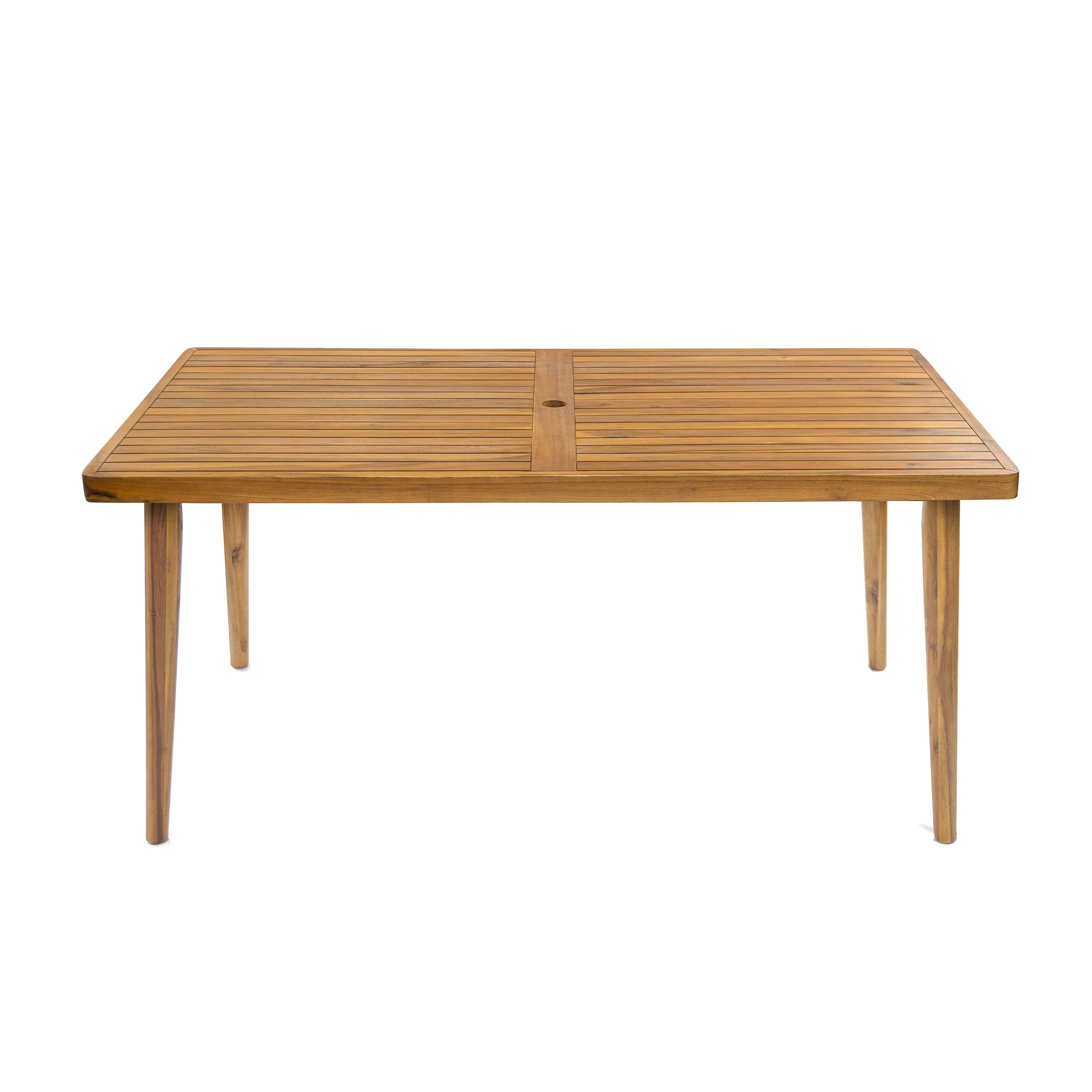 Outdoor Dining Table with Slatted Tabletop and Umbrella Hole - Image 3