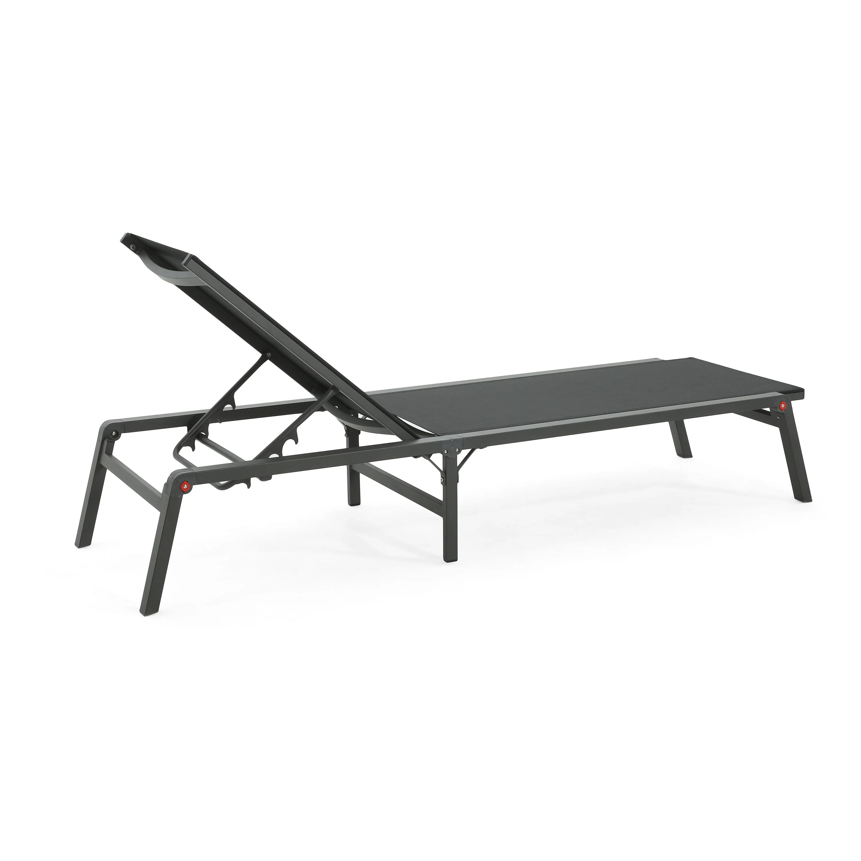 Outdoor Folding Lounge with Aluminum Frame and Adjustable Backrest, Set of 2 - Image 5