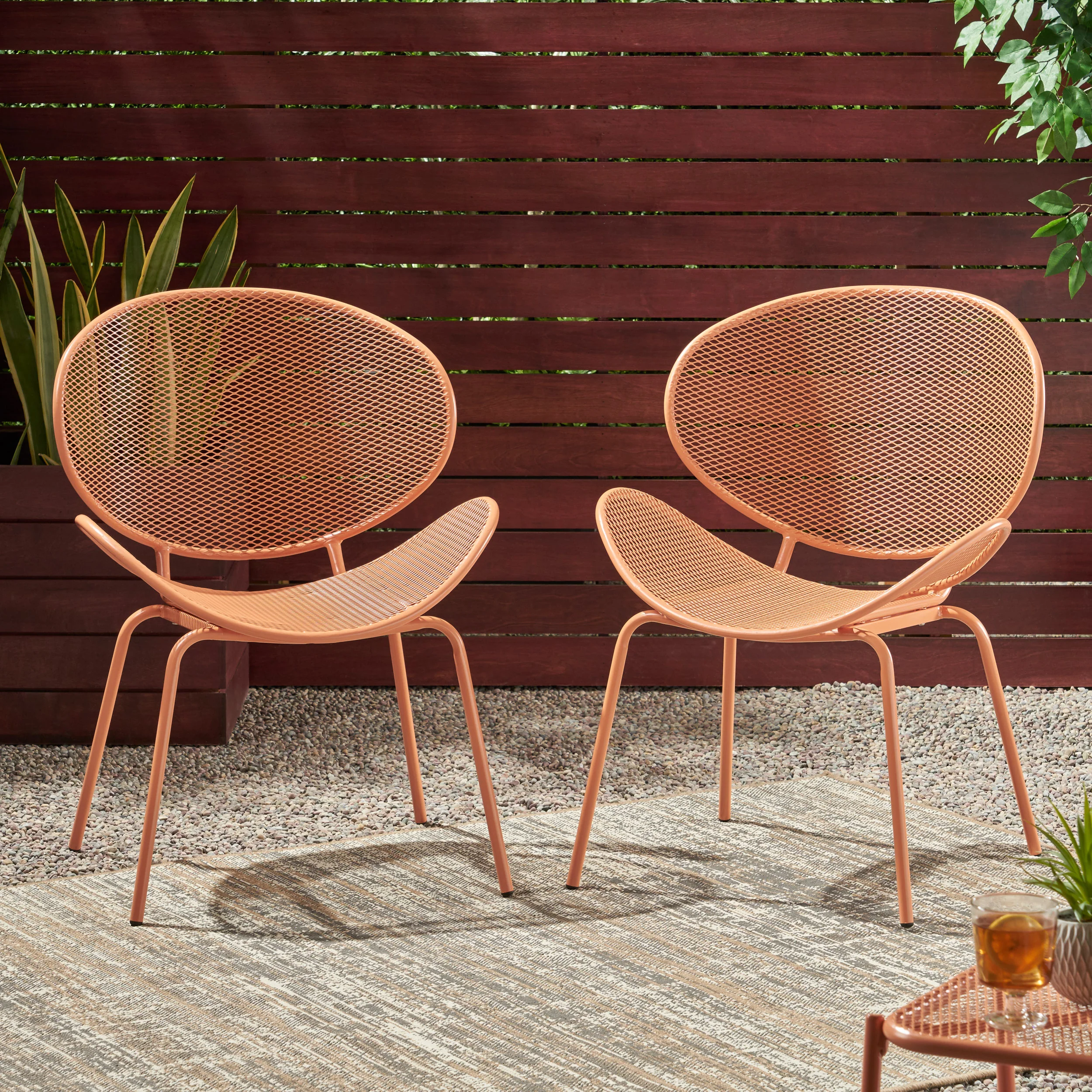 Outdoor Iron Chair with Tapered Legs and Wing Design, Set of 2 - Image 9