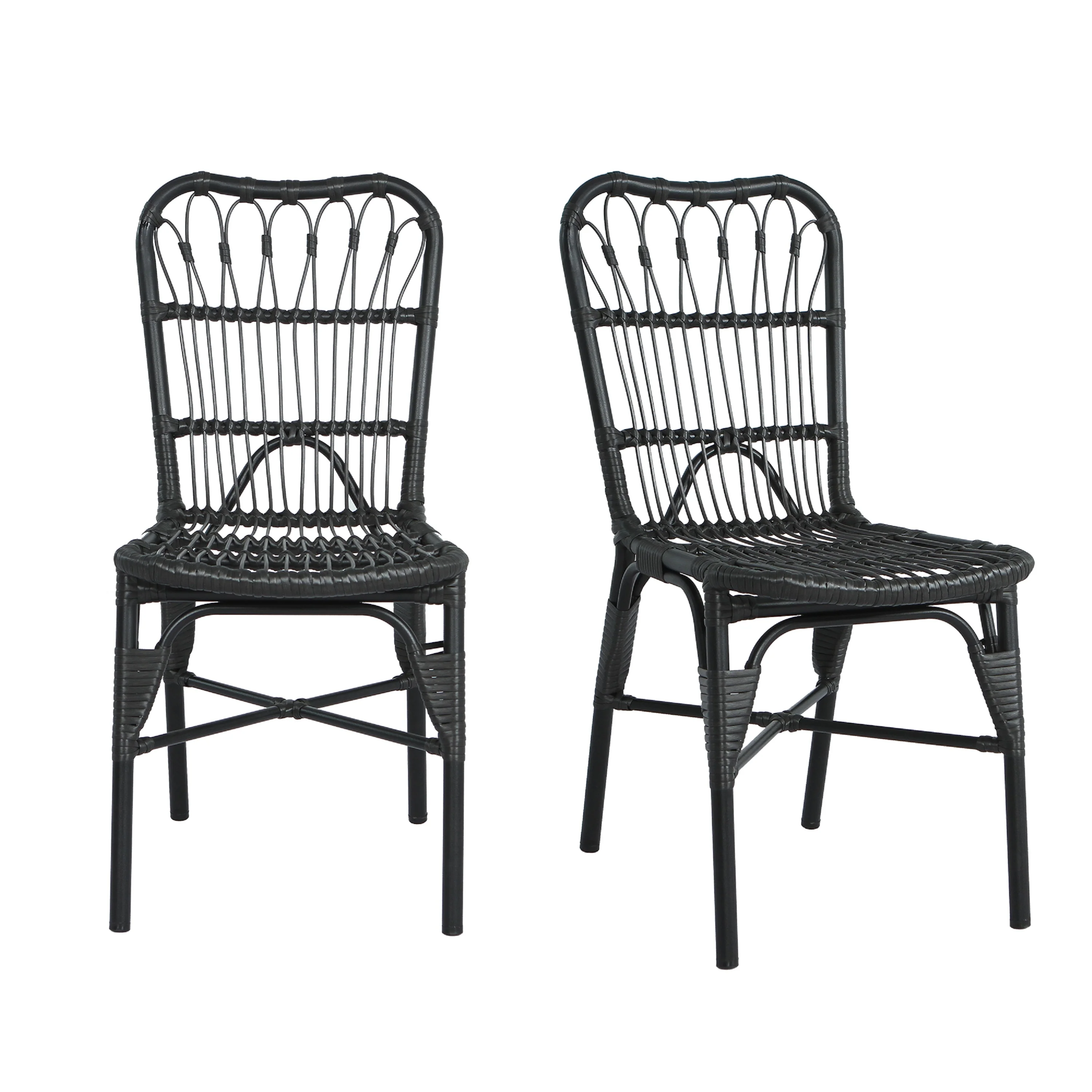 Outdoor Rattan Patio Dining Chairs, Set of 2