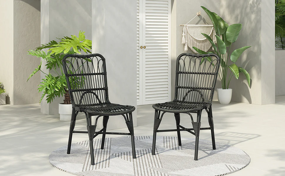 Outdoor Rattan Patio Dining Chairs, Set of 2 - Image 3