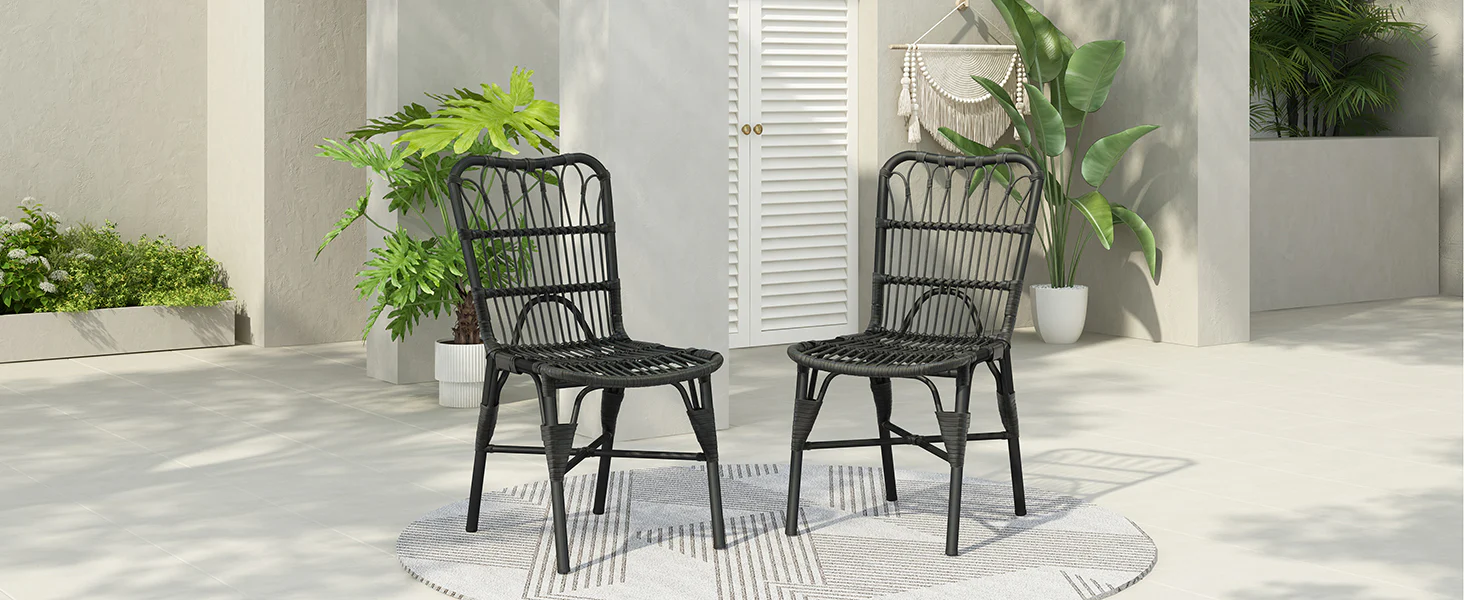 Outdoor Rattan Patio Dining Chairs, Set of 2 - Image 4