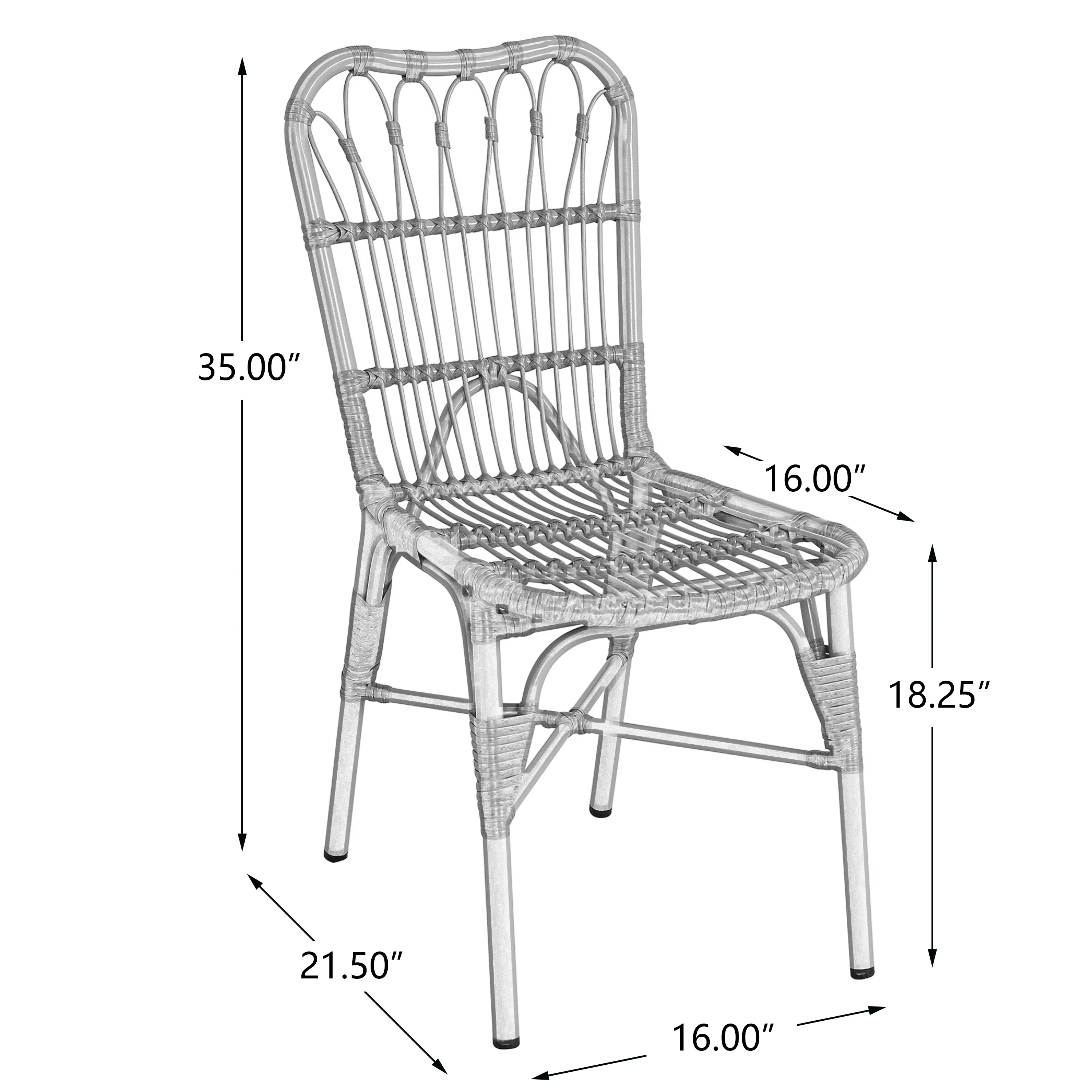 Outdoor Rattan Patio Dining Chairs, Set of 2 - Image 5