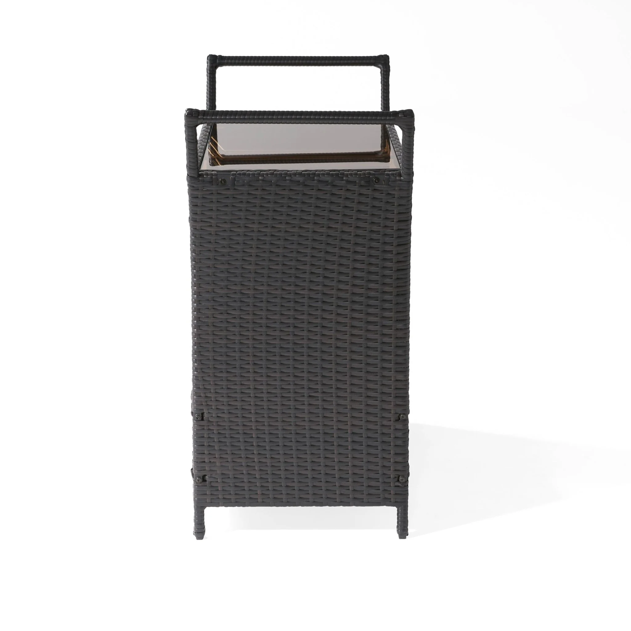 Outdoor Rattan Bar Cart with Ice Bucket Bin - Image 4