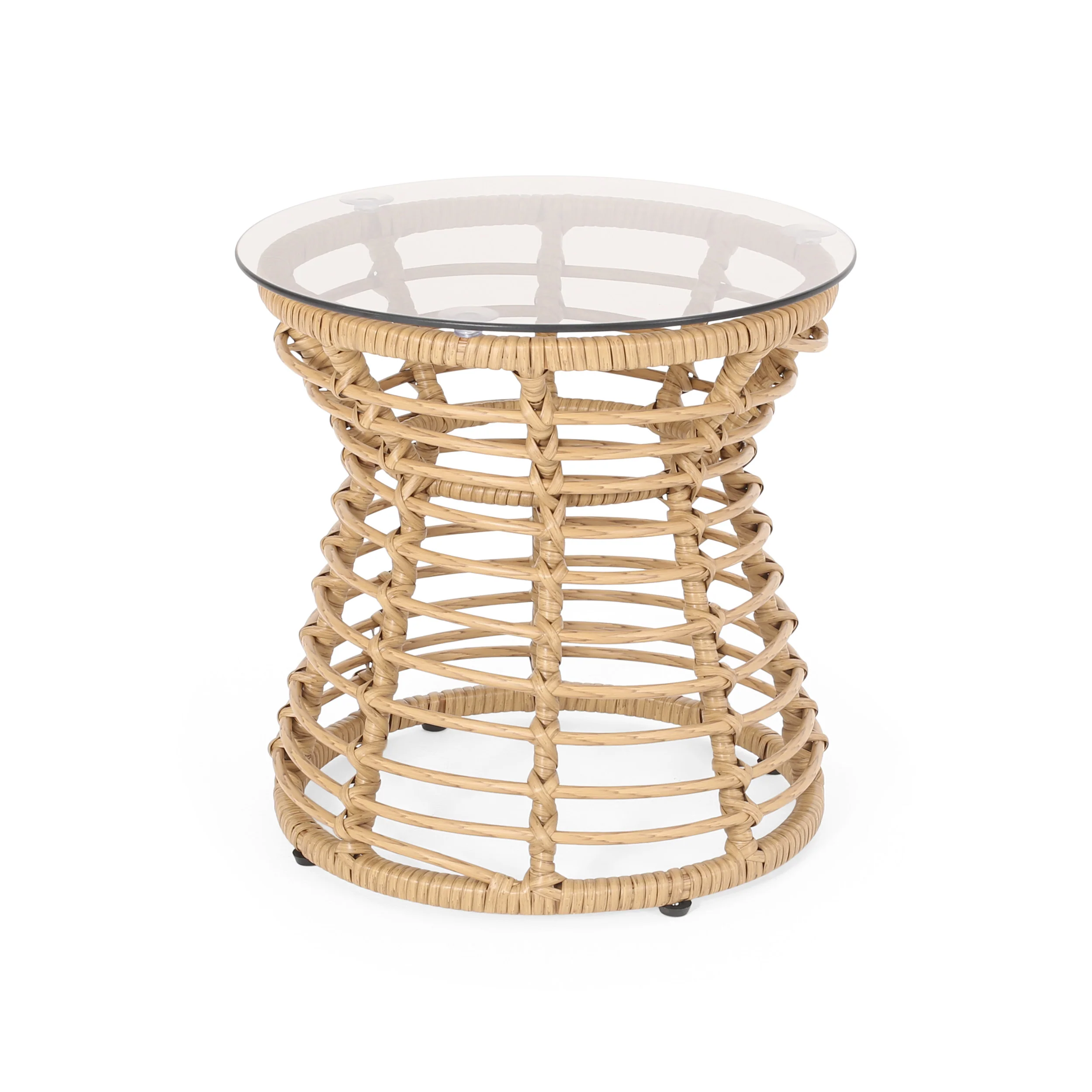 Outdoor Rattan Side Table with Metal Frame - Image 3