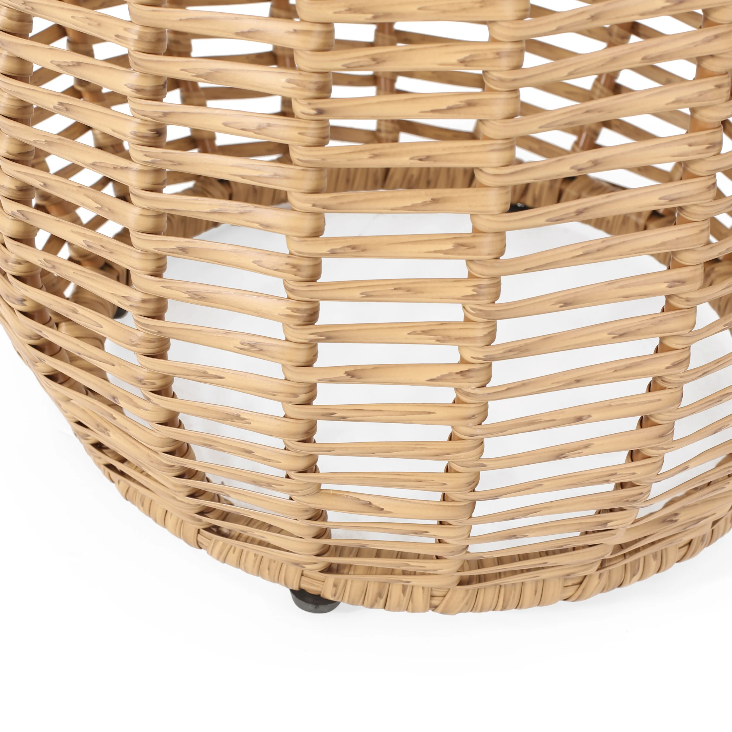 Outdoor Rattan Side Table with Tempered Glass Top and Metal Frame - Image 5