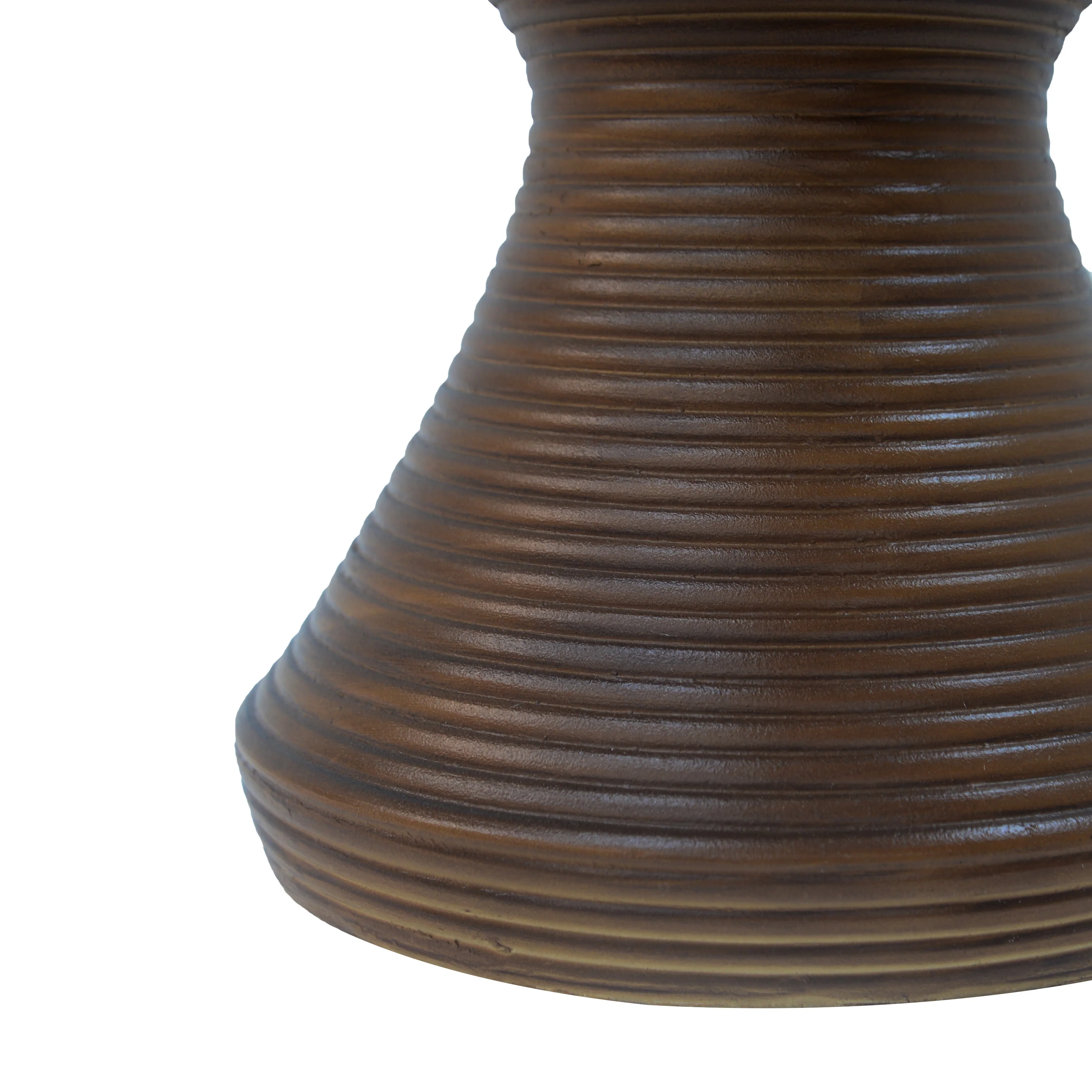 Outdoor Ribbed Concrete Side Table with Hourglass Design - Image 6