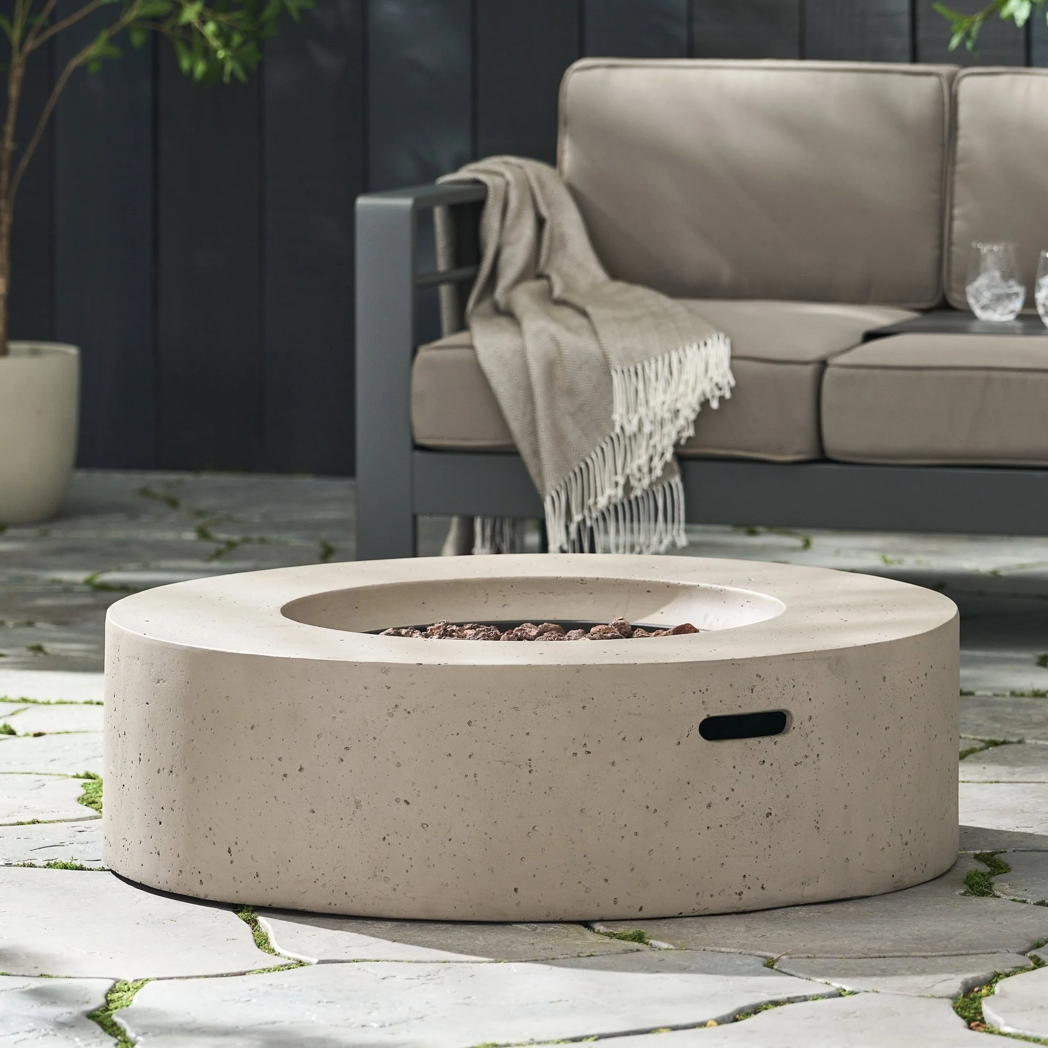 Outdoor Round Concrete Propane Firepit - Image 10
