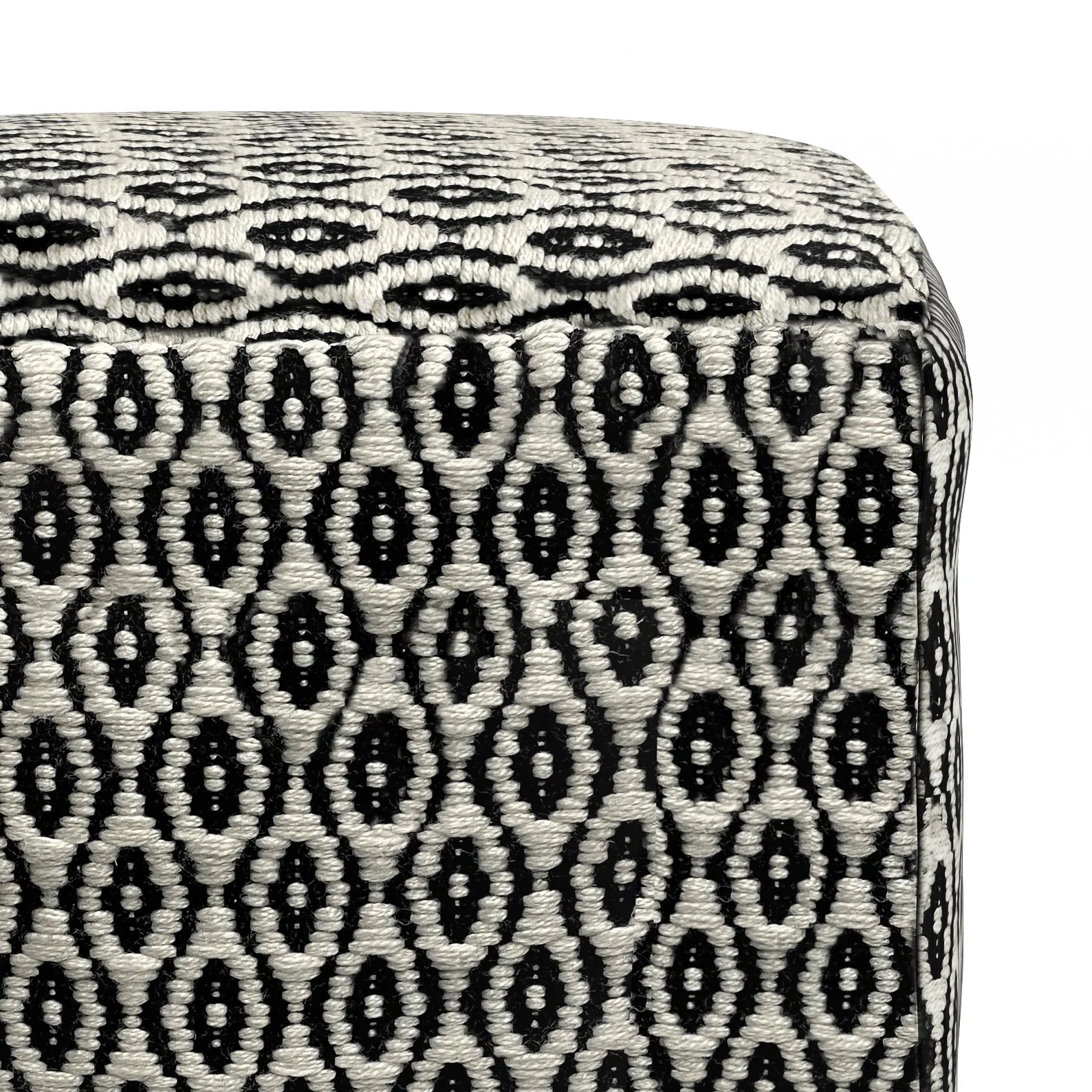 Outdoor Square Woven Pouf with Geometric Pattern - Image 4
