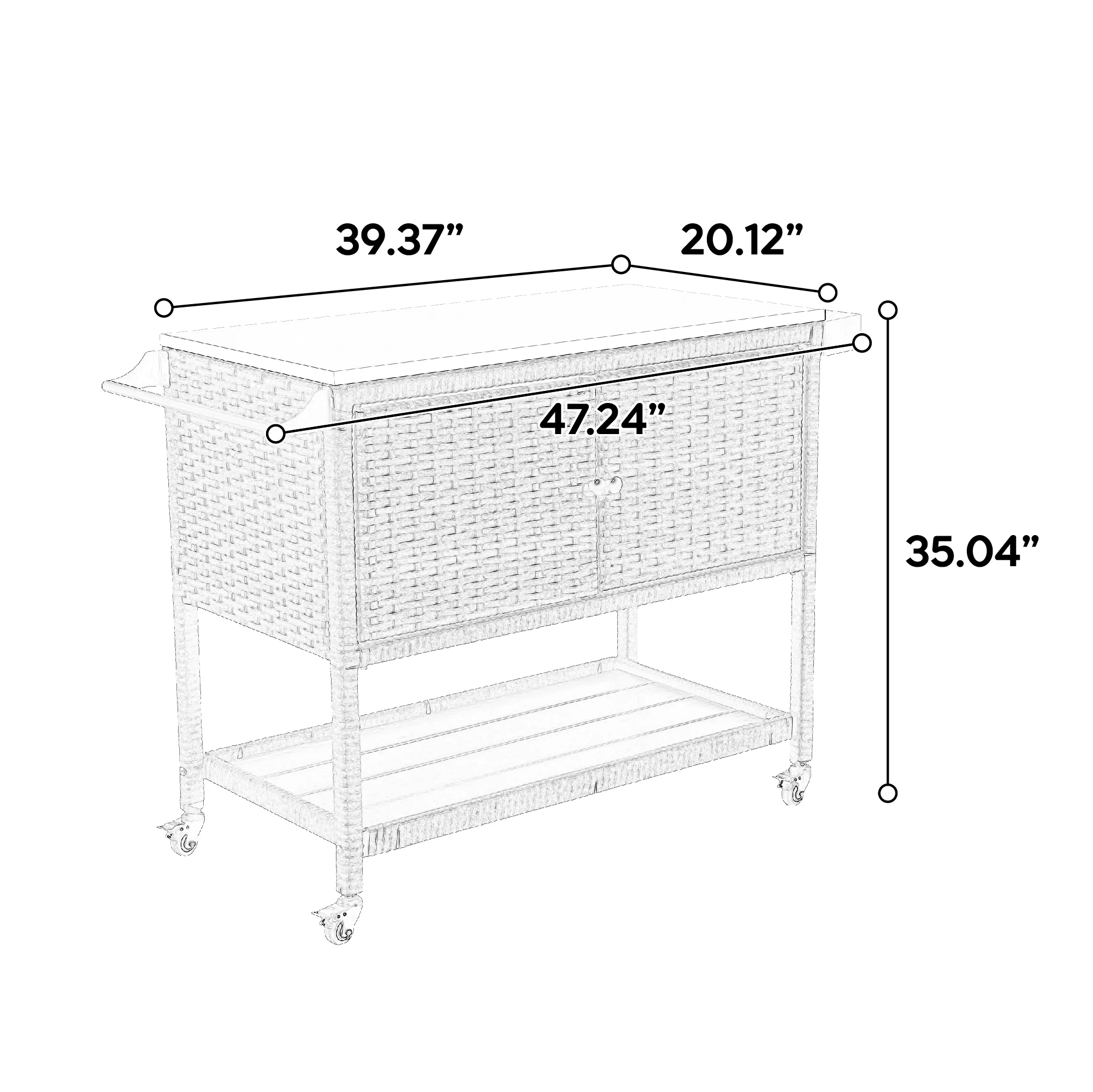 Outdoor Wicker Bar Cart - Image 10