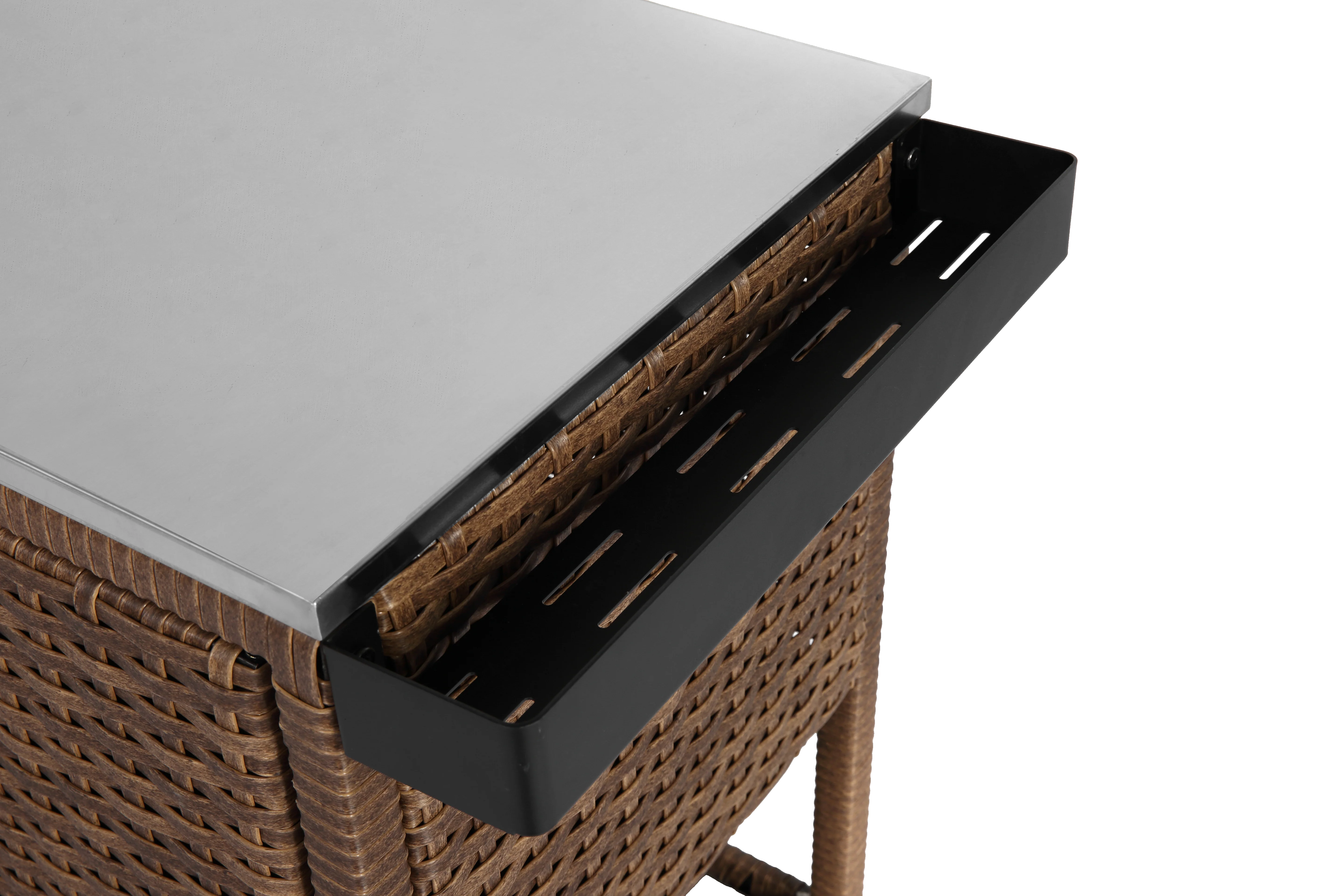 Outdoor Wicker Bar Cart - Image 9