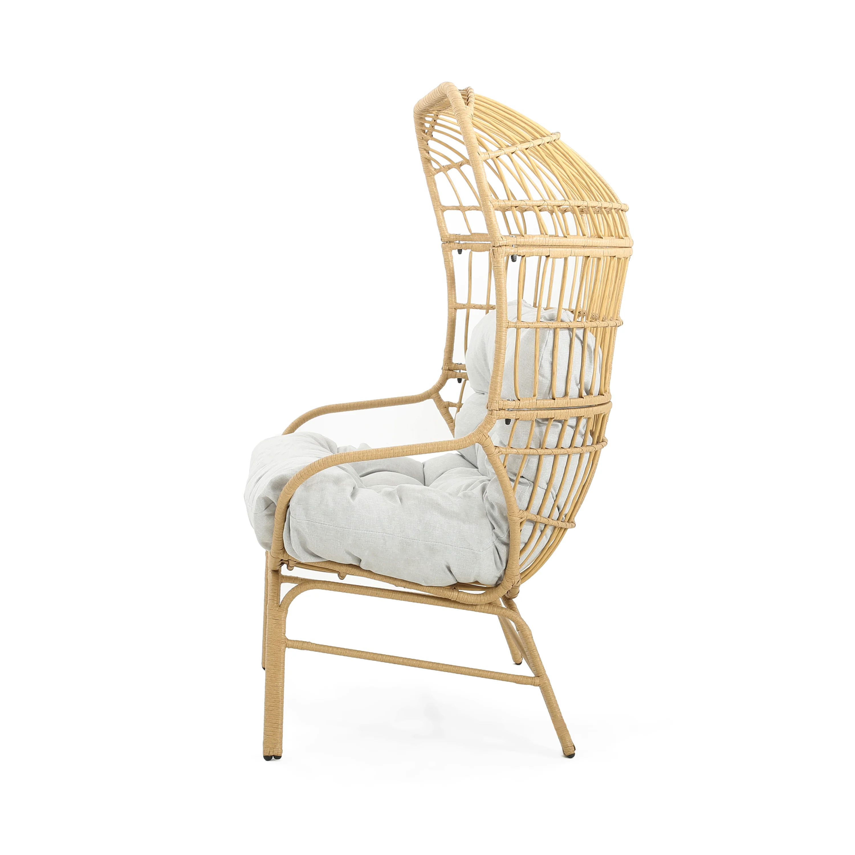 Outdoor Wicker Loveseat with Iron Frame and Seat Cushion - Image 5