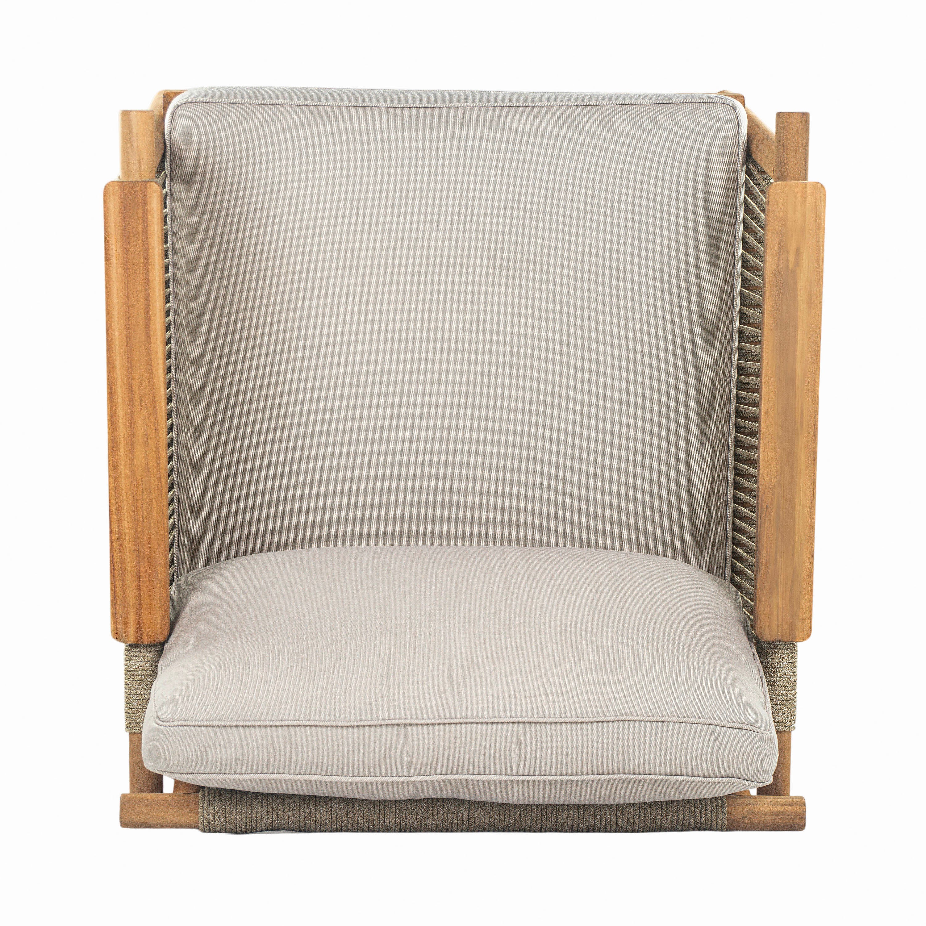 Outdoor Wood Club Chair with Rope Accents - Image 7
