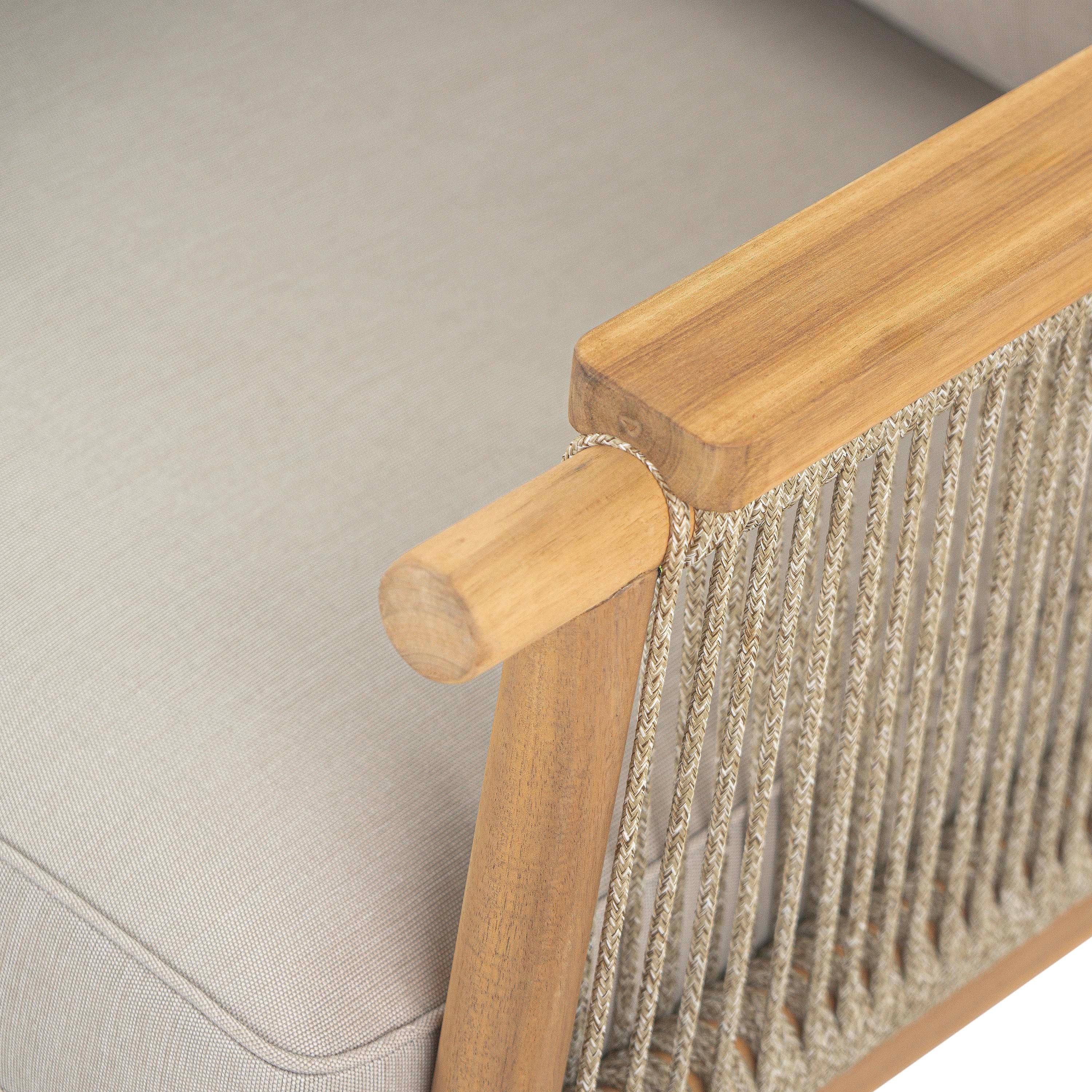 Outdoor Wood Club Chair with Rope Accents - Image 9