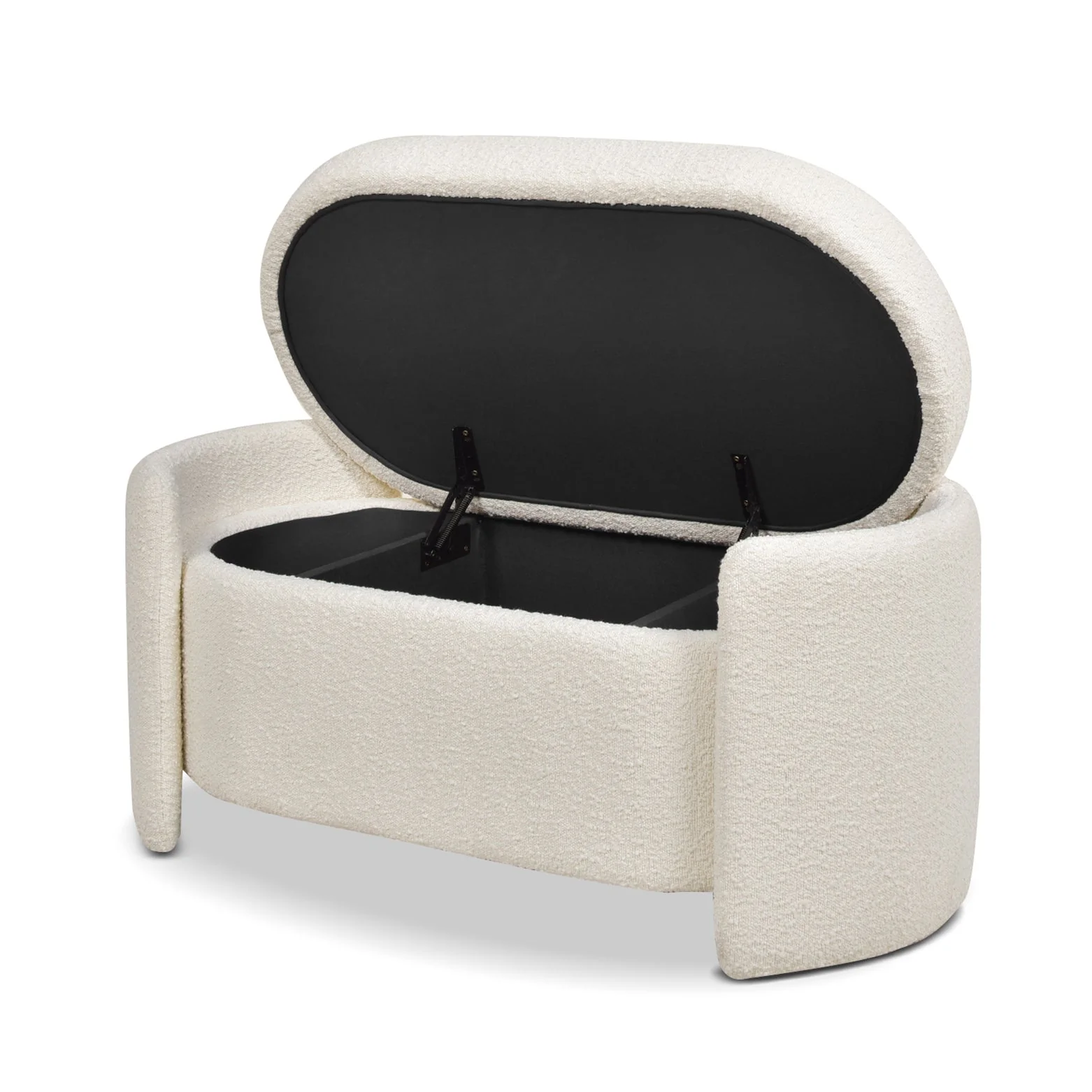 Oval Lid-Up Upholstered Storage Bench with 3 Compartments - Image 5