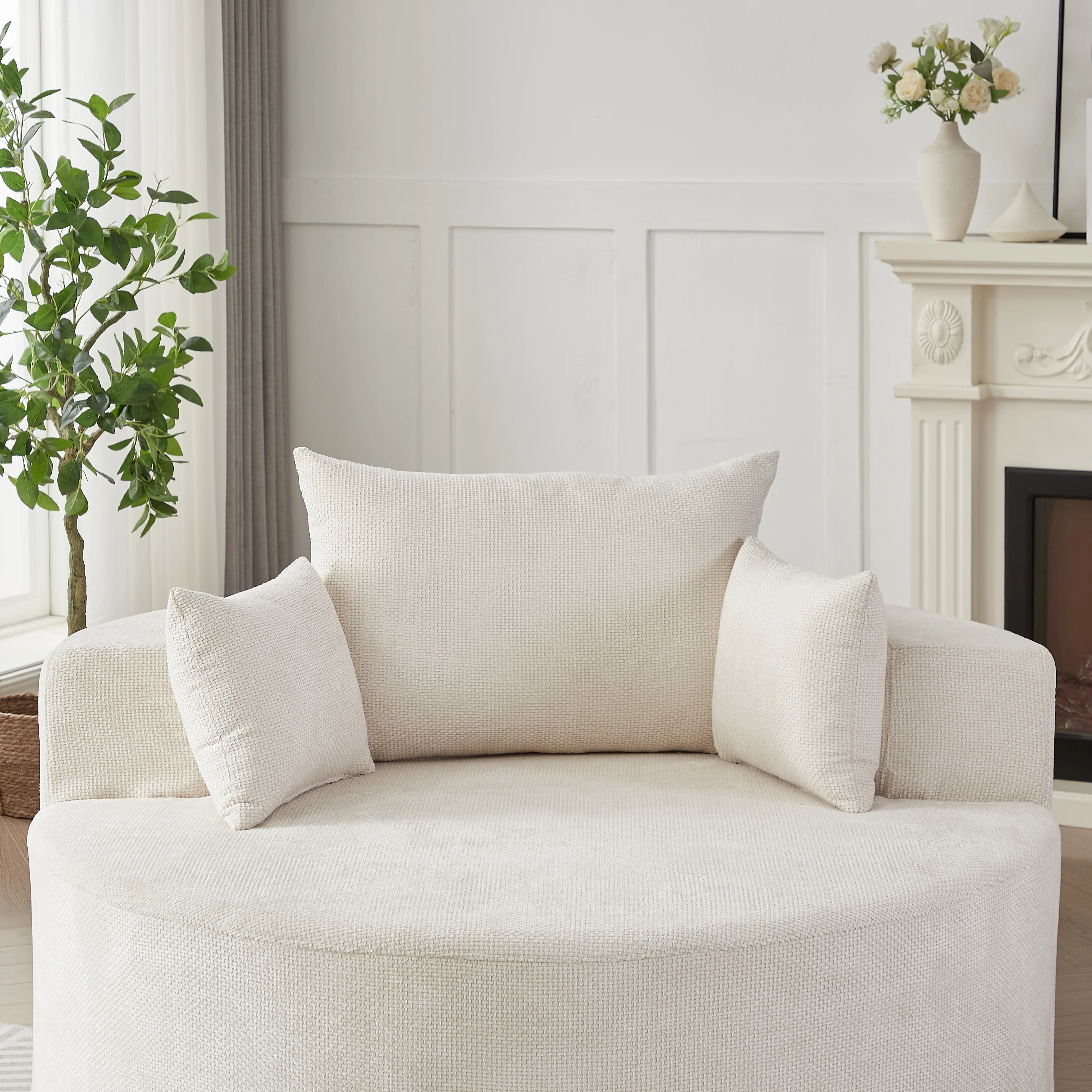 Oversized Chenille Swivel Lounge Chair - Image 9