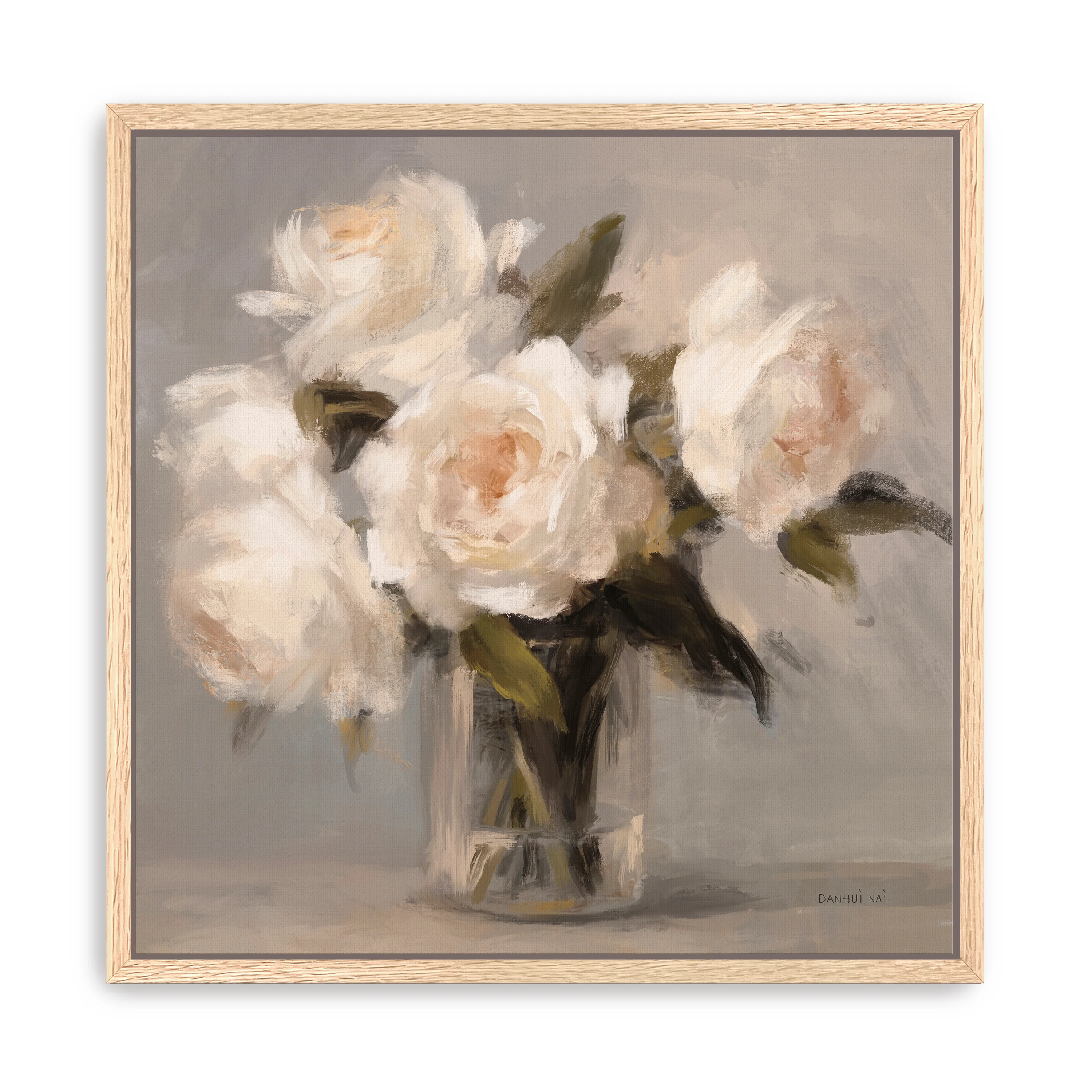 Painterly White Roses Canvas Giclee