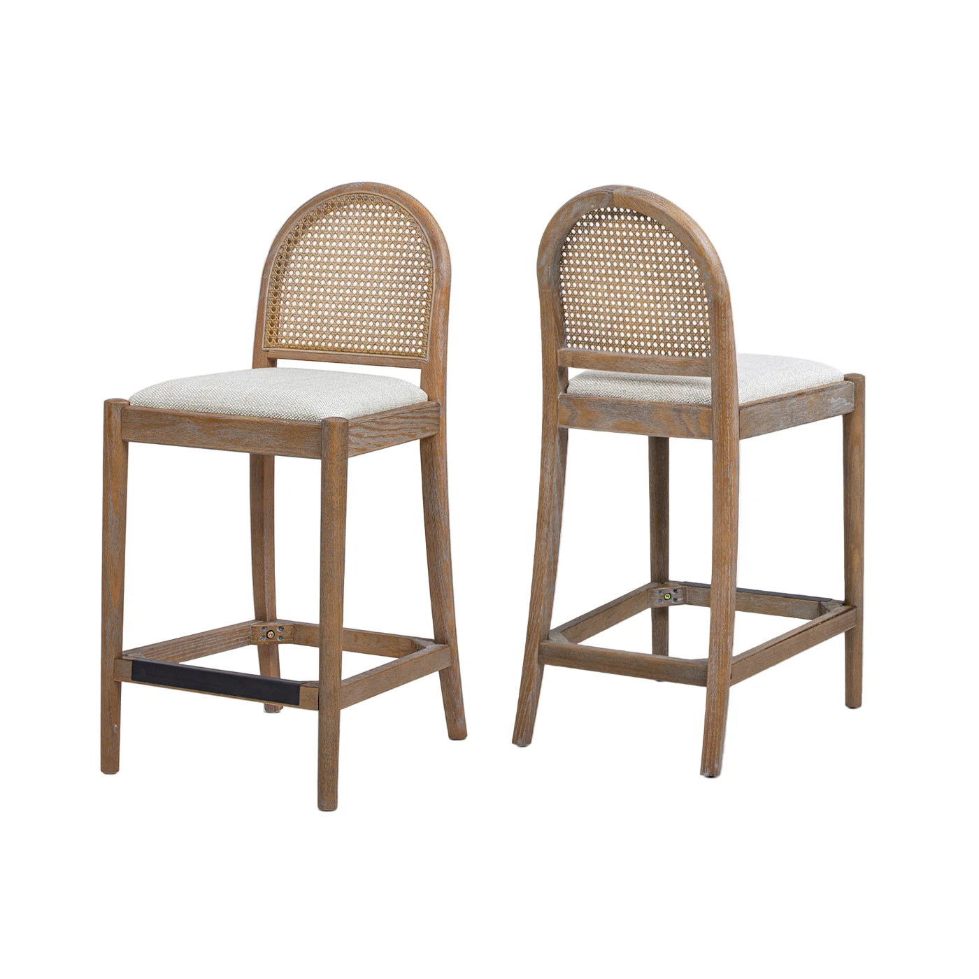 Panama 26.5" Curved Back Cane Rattan Counter Stool, Set of 2
