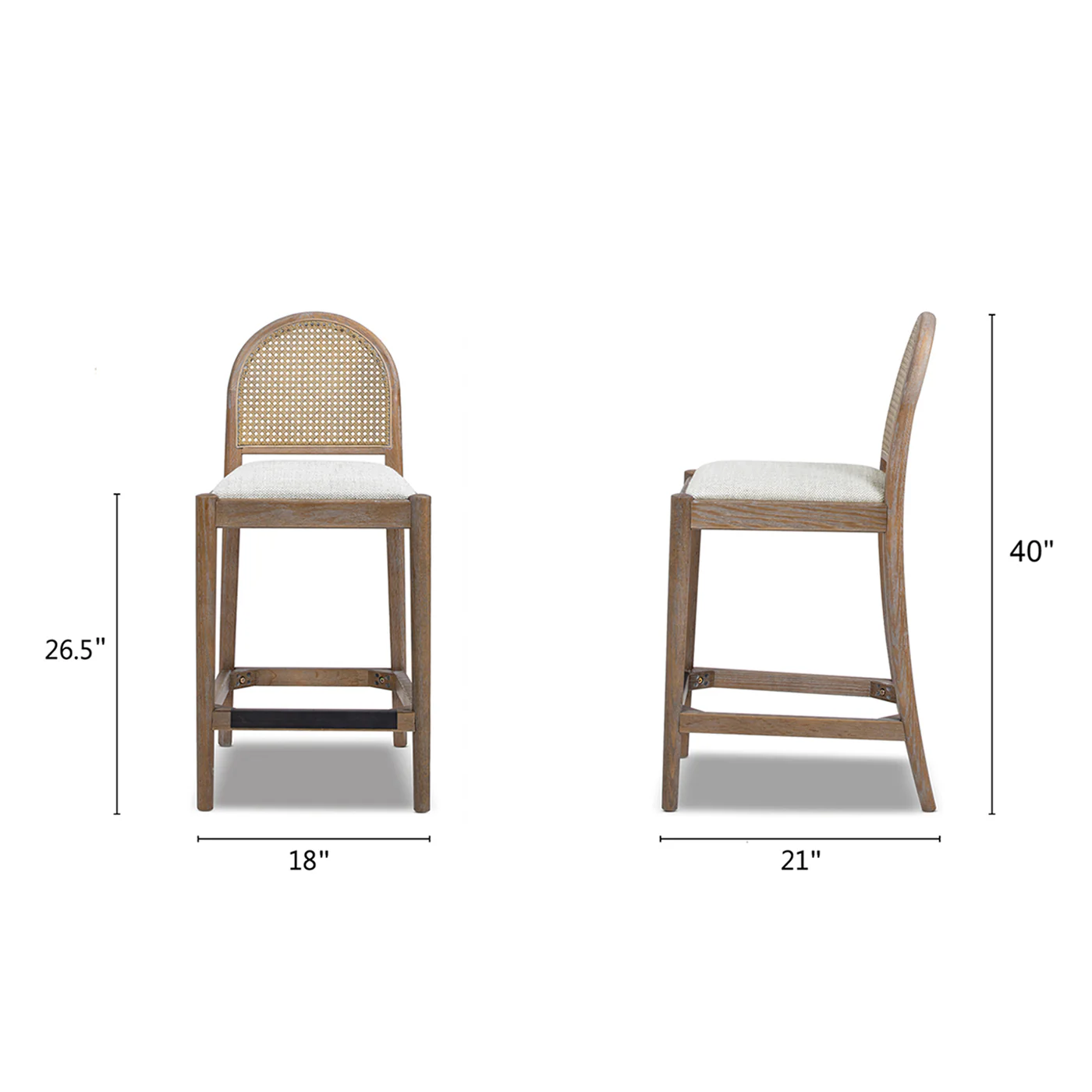 Panama 26.5" Curved Back Cane Rattan Counter Stool, Set of 2 - Image 10