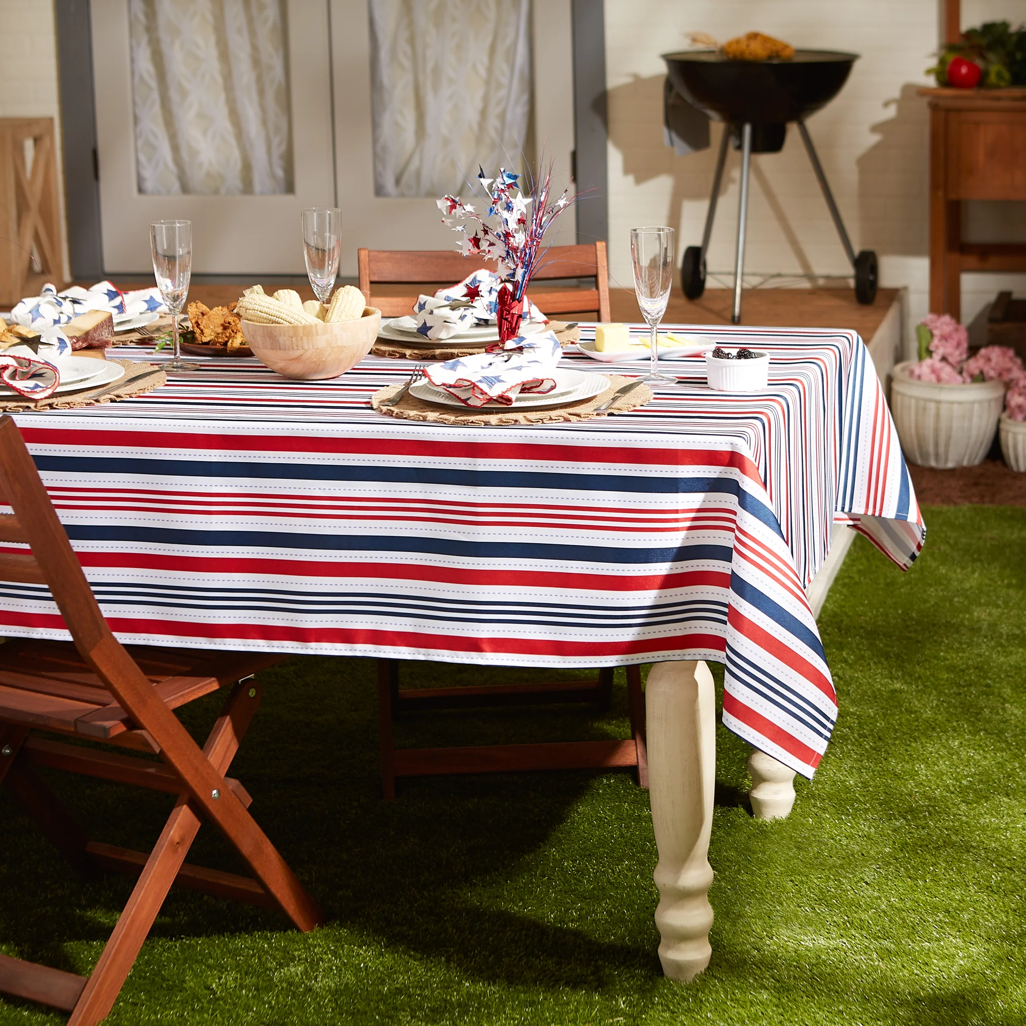 Patriotic Stripe Outdoor Tablecloth - Image 2