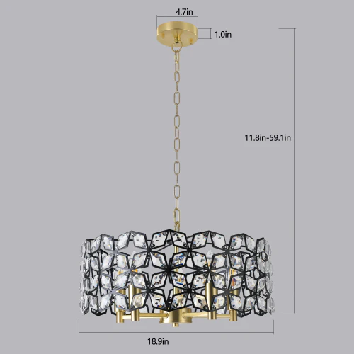 Pendant Light with Round Crystal and Diamond Shape - Image 10