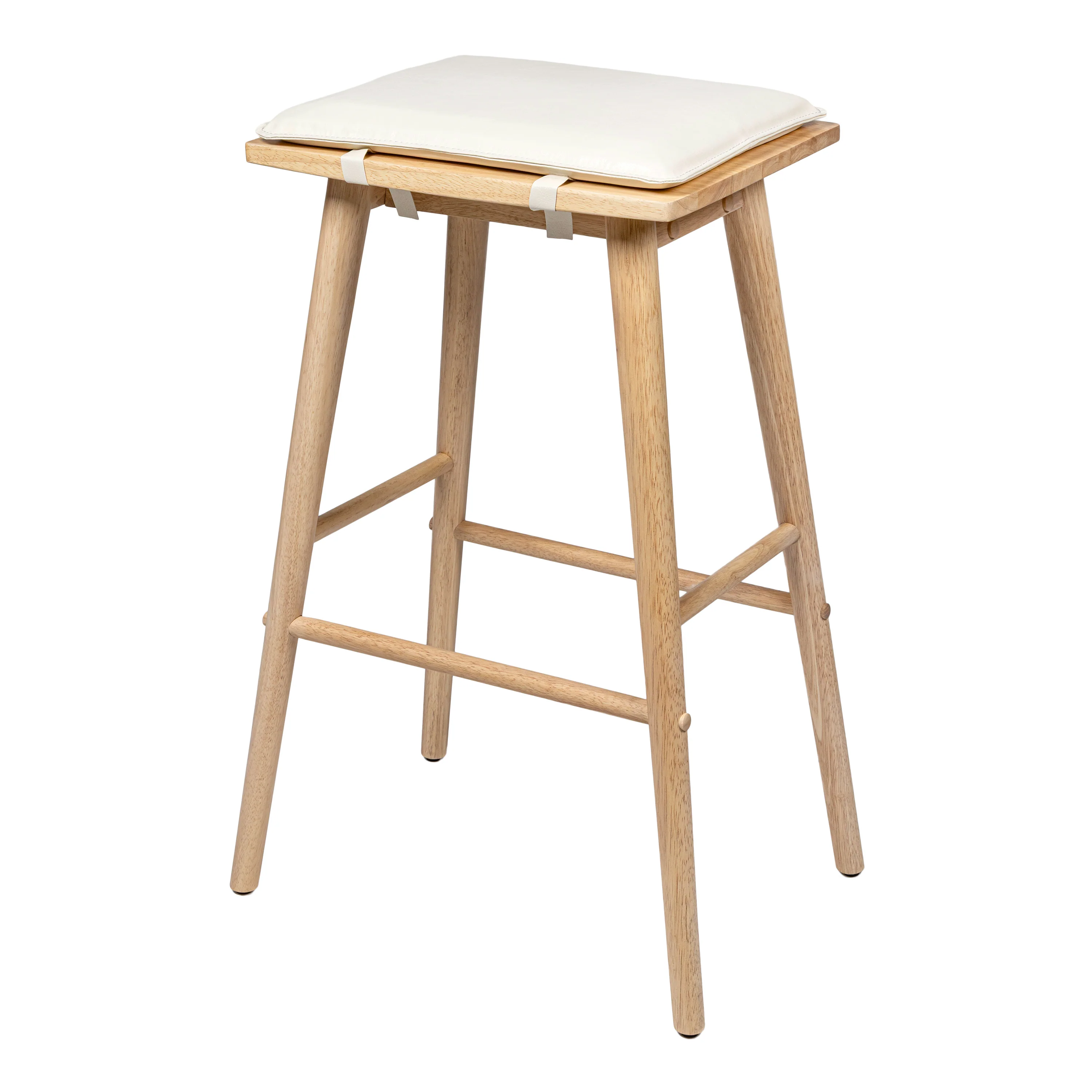 Peron MidCentury Classic Saddle-Seat Solid Wood/Vegan Leather Backless Bar Stool with Removeable Cushion - Image 17