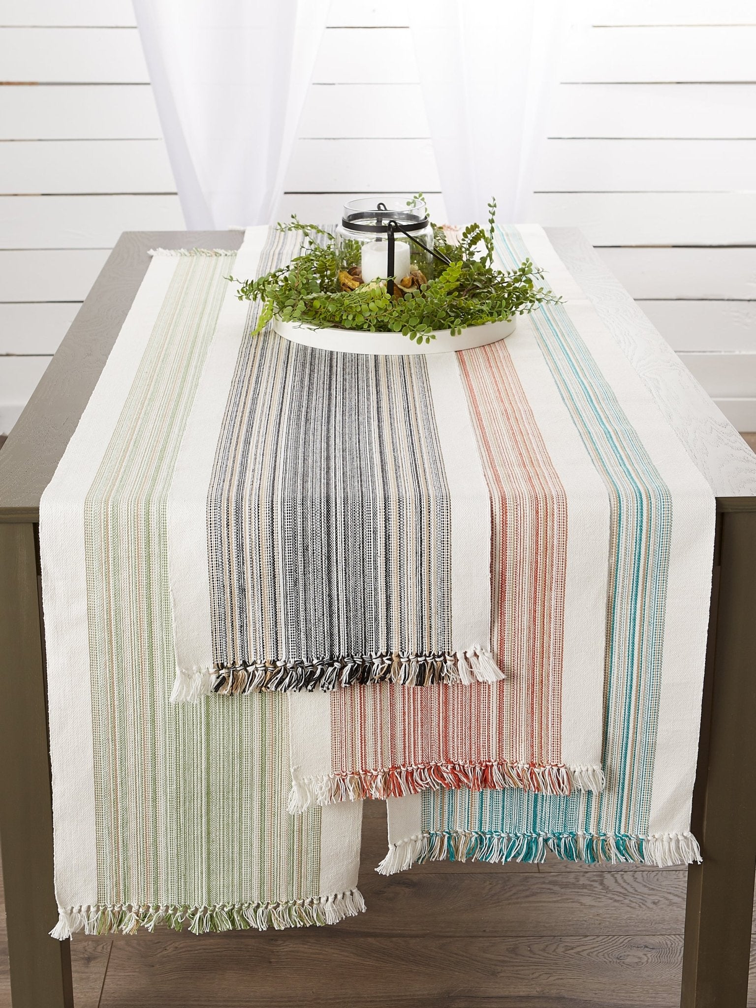 Pimento Striped Fringe Ribbed Table Runner 14X72 - Image 10