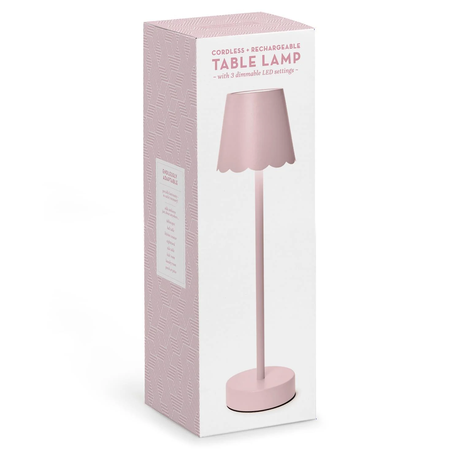 Pink LED Portable Cordless Table Lamp with Scalloped Edge Shade in Gift Box - Image 2