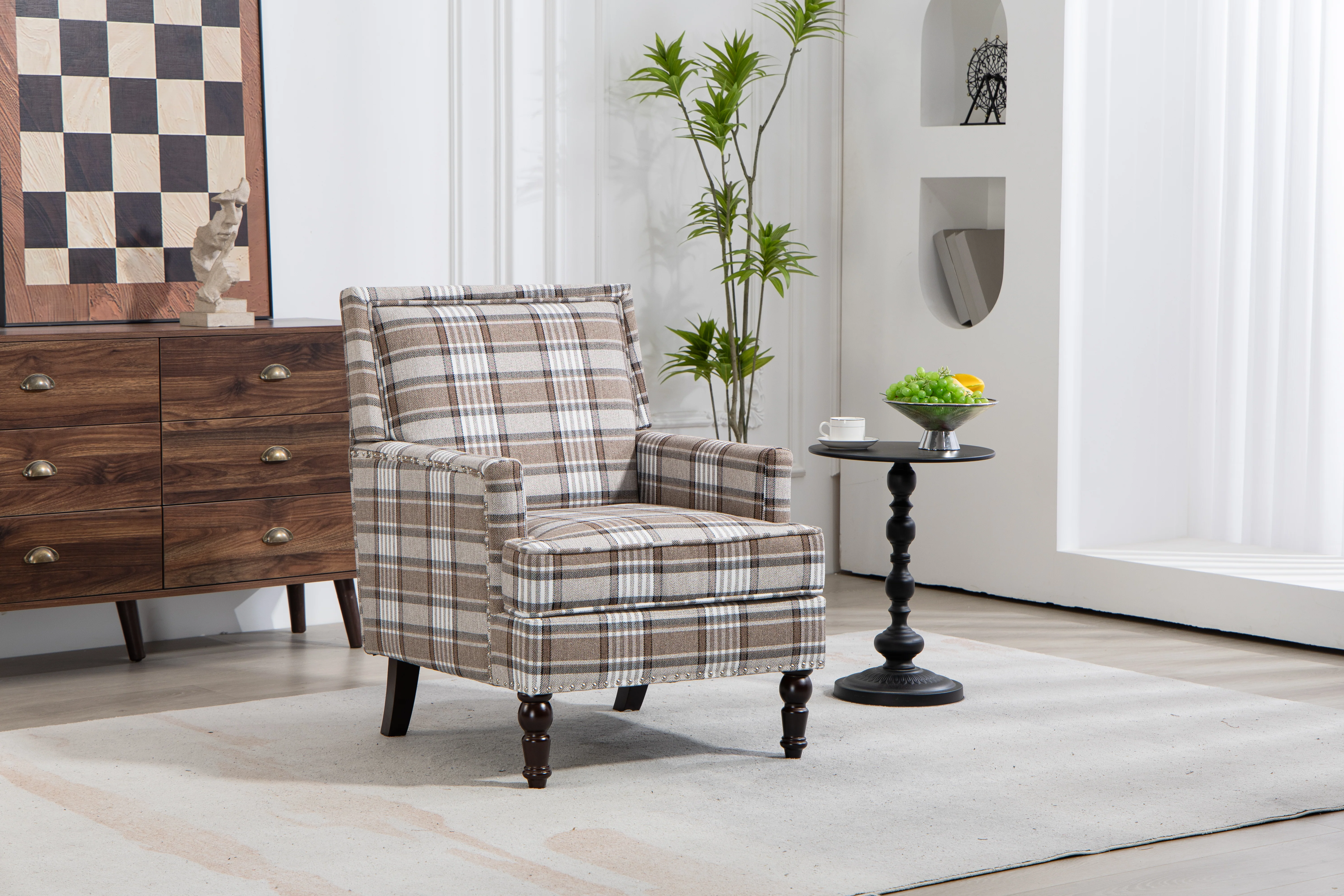 Plaid Nailhead Upholstered Accent Chair - Image 20