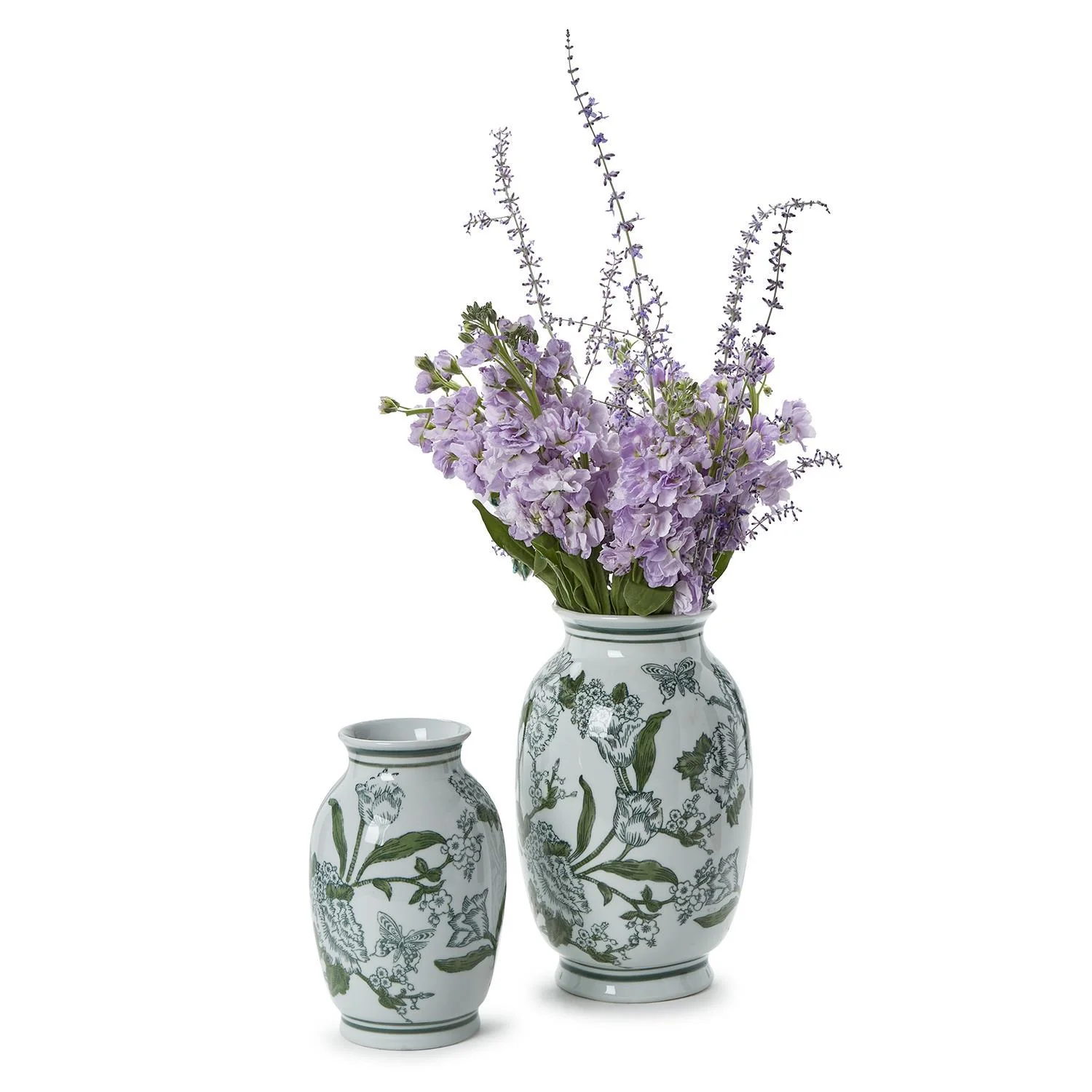 Primrose and Lotus Green and White Chinoiserie Vases, Set of 2 - Image 5