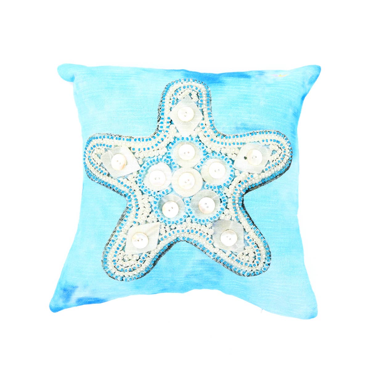 Print & Beadwork Starfish Pillow