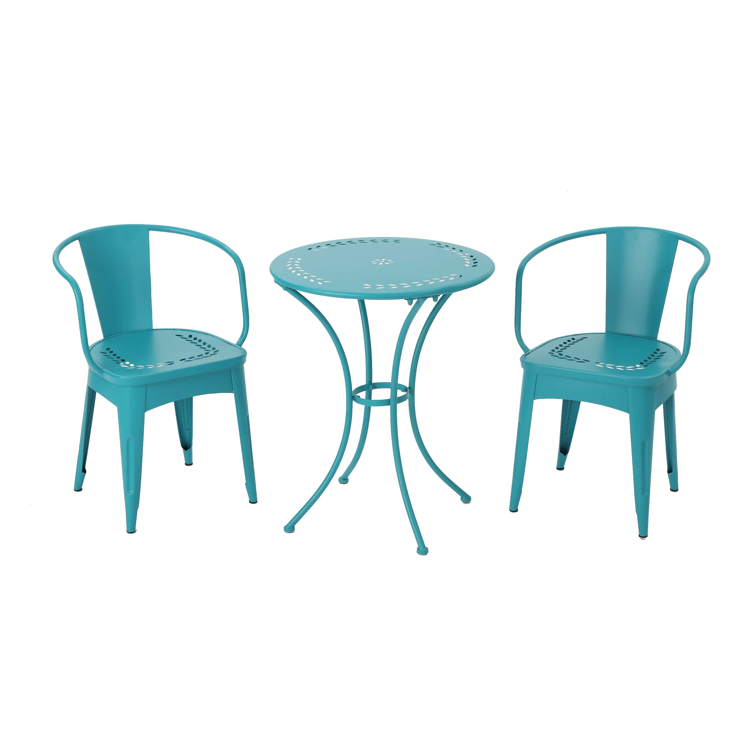 Pursuant 3-Piece Iron Bistro Set with Round Table and 2 Curved Back Chairs - Image 11