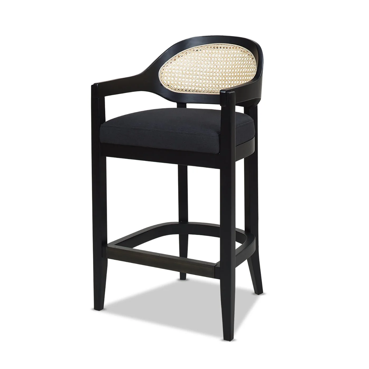 Pyrla 26" Upholstered Counter Stool with Curved Cane Back and Wood Legs - Image 18