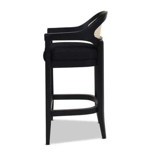 Pyrla 26" Upholstered Counter Stool with Curved Cane Back and Wood Legs - Image 19