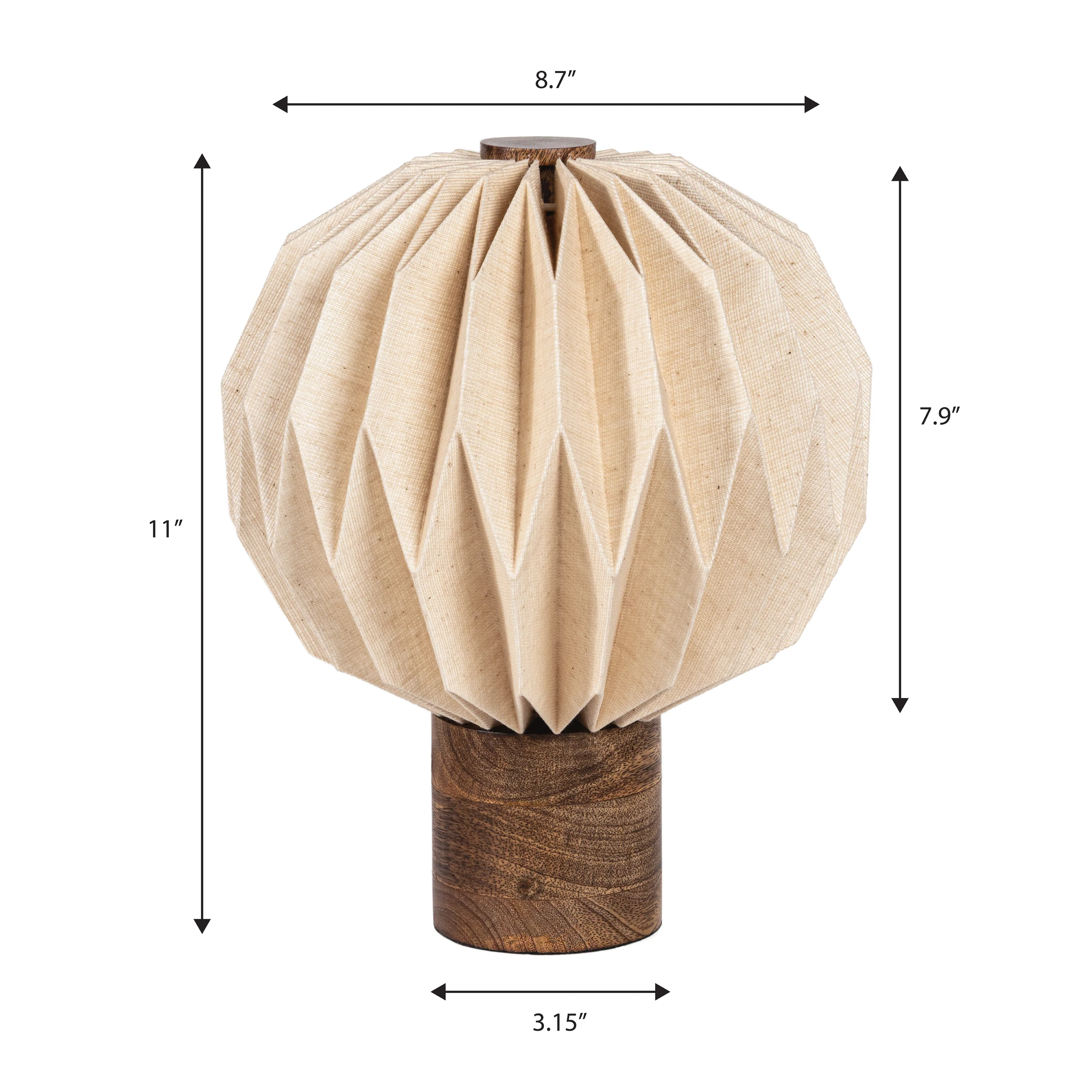 Quincy 11" Modern Minimalist Paper Pleated Orb Accent LED Table Lamp - Image 13