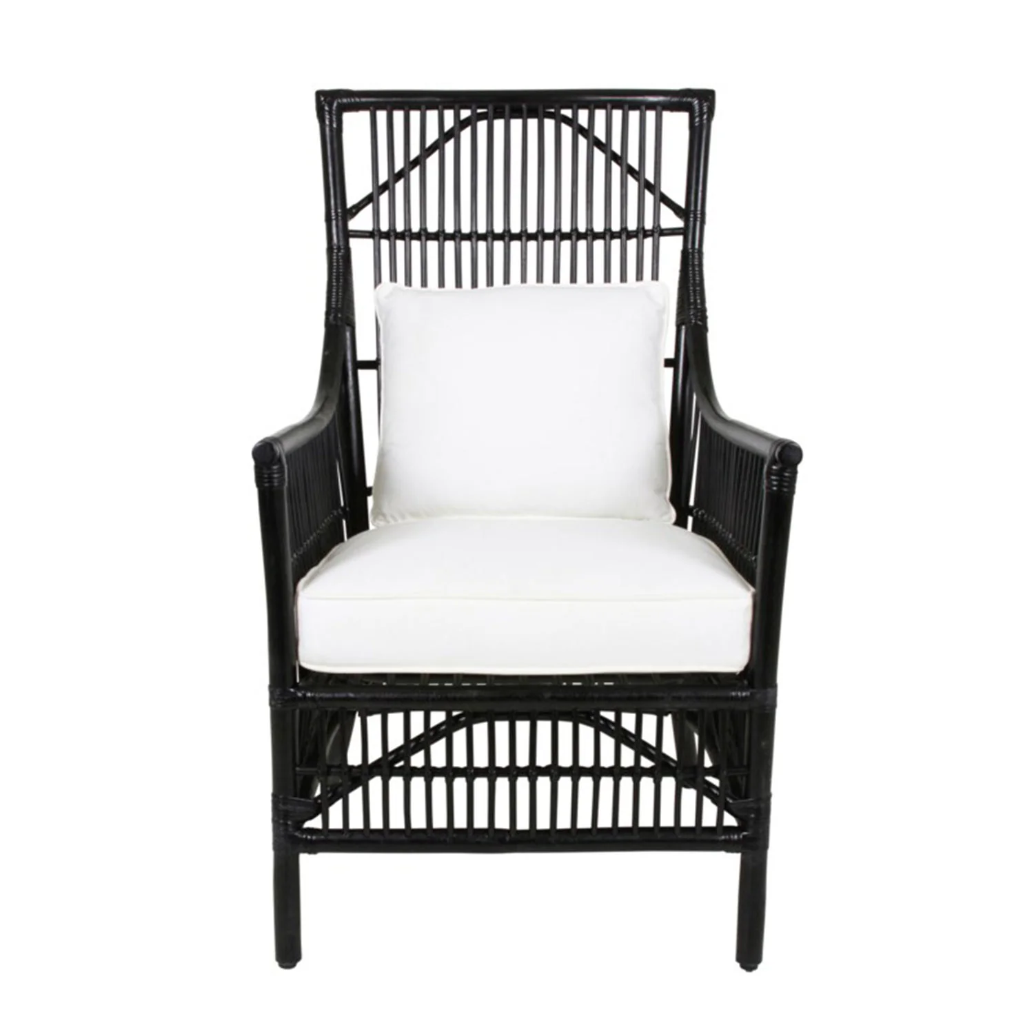 Rattan High Back Black Dining Arm Chair - Image 3