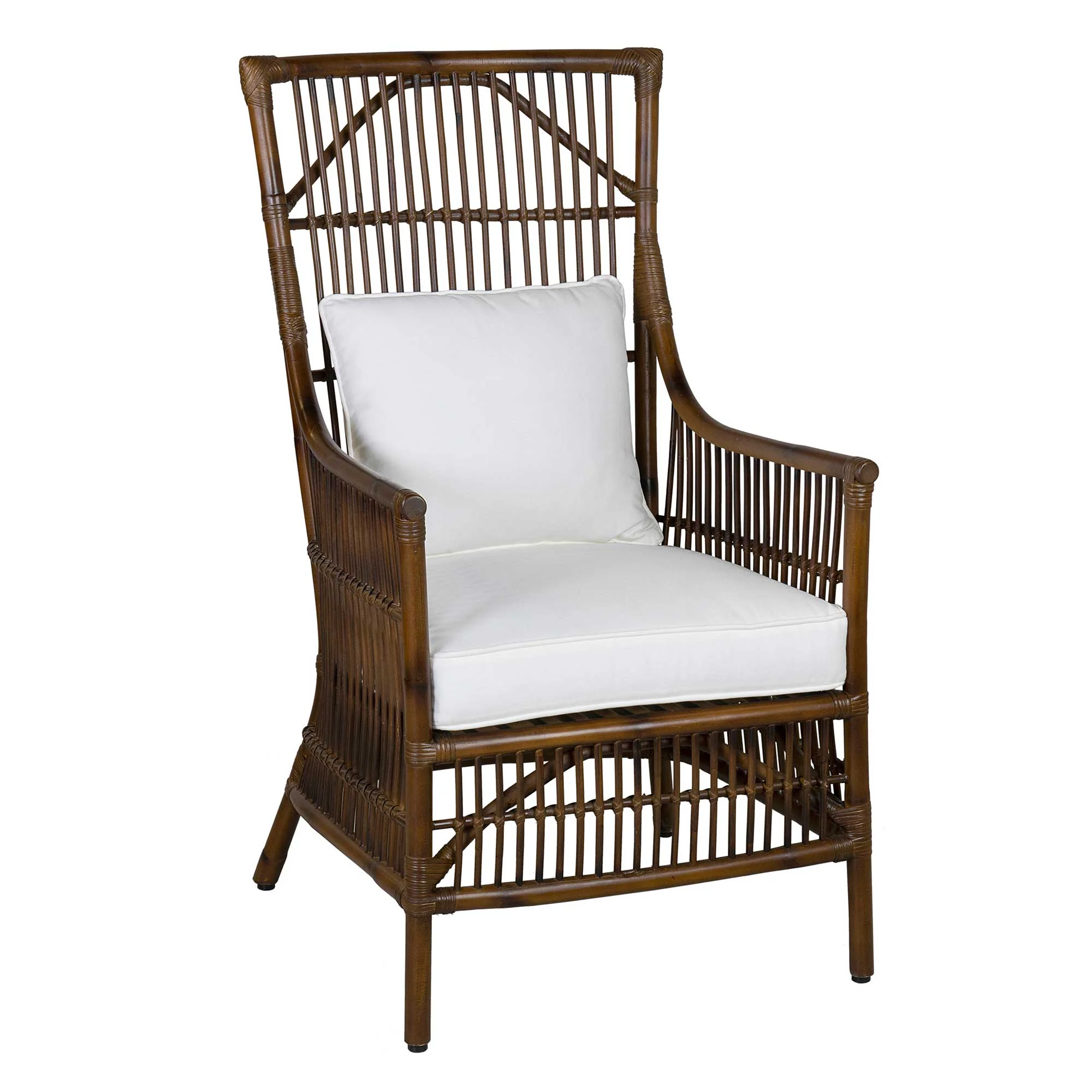 Rattan High Back Brown Dining Arm Chair