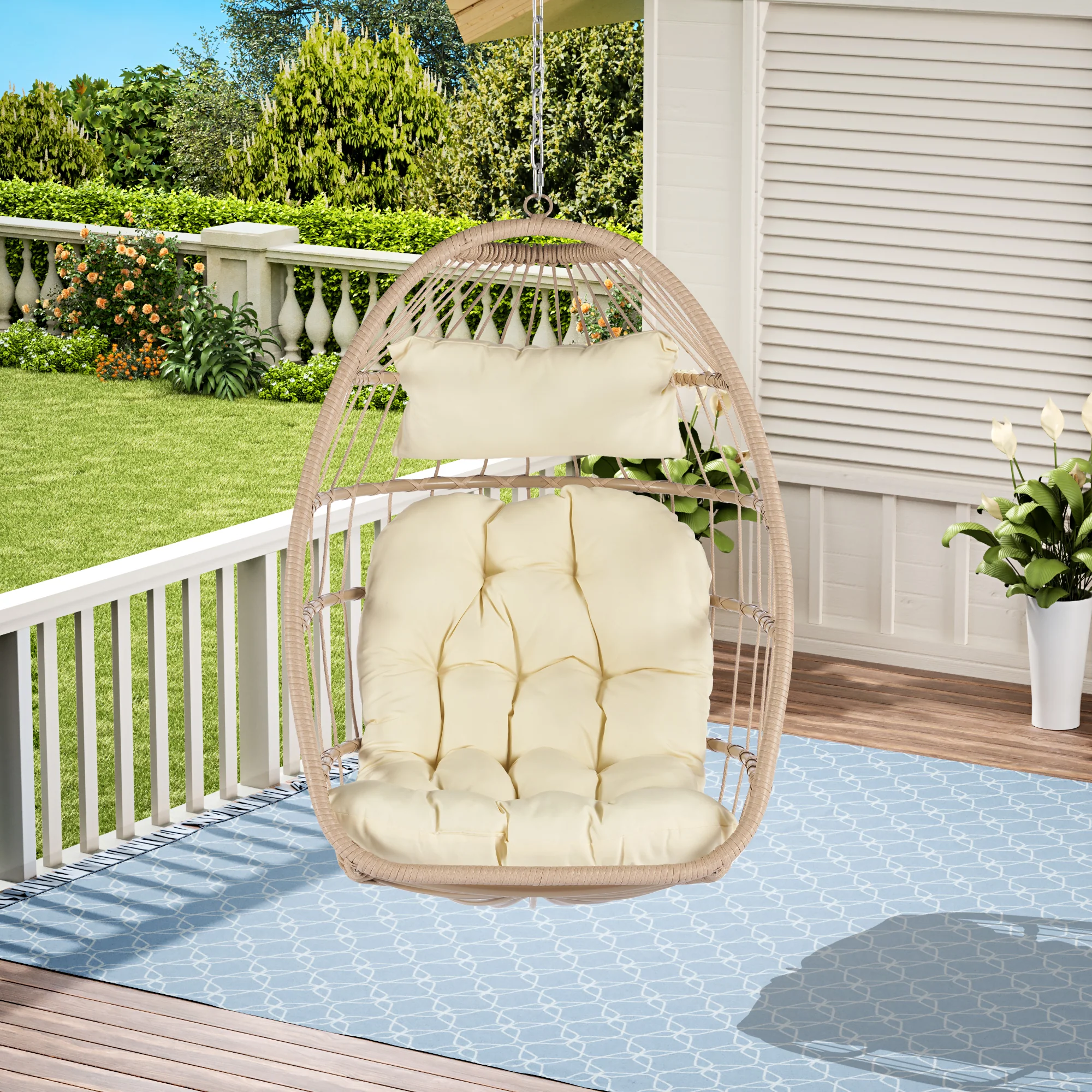 Foldable Rattan Outdoor Swing Chair - Image 2