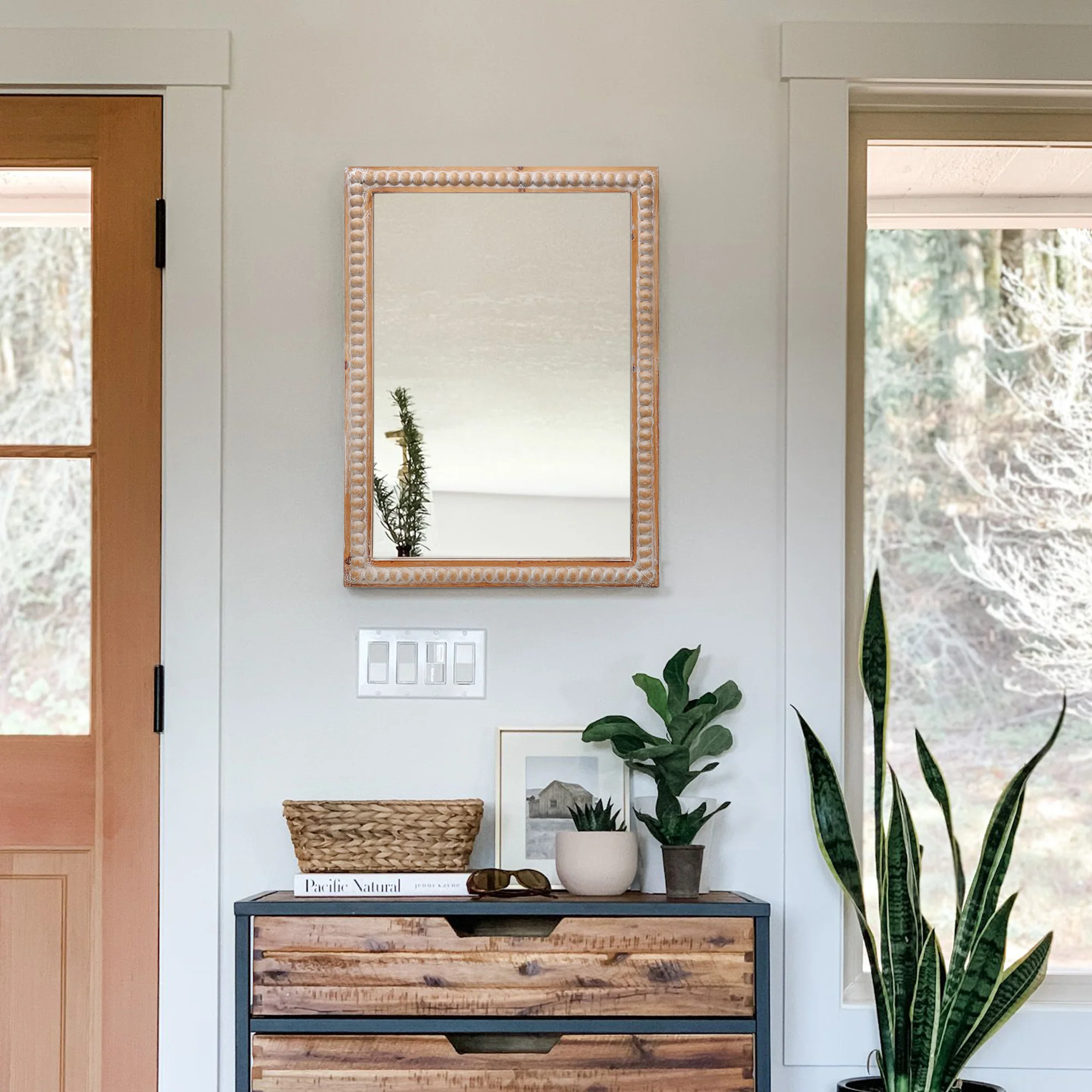 Recangle Wood Beaded Wall Mirror - Image 9