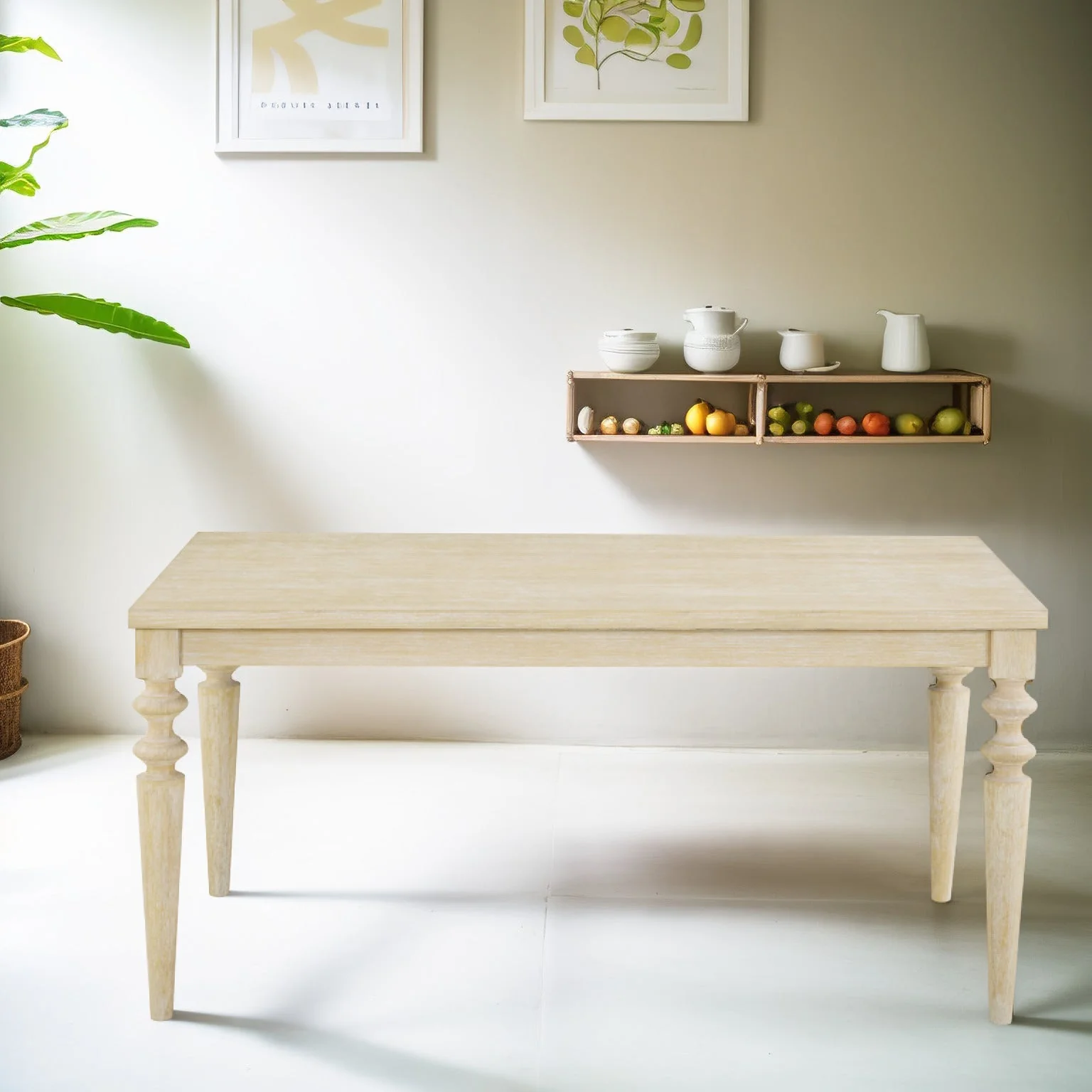 Rectangle Dining Table with Turned Leg and Wood Frame - Image 4