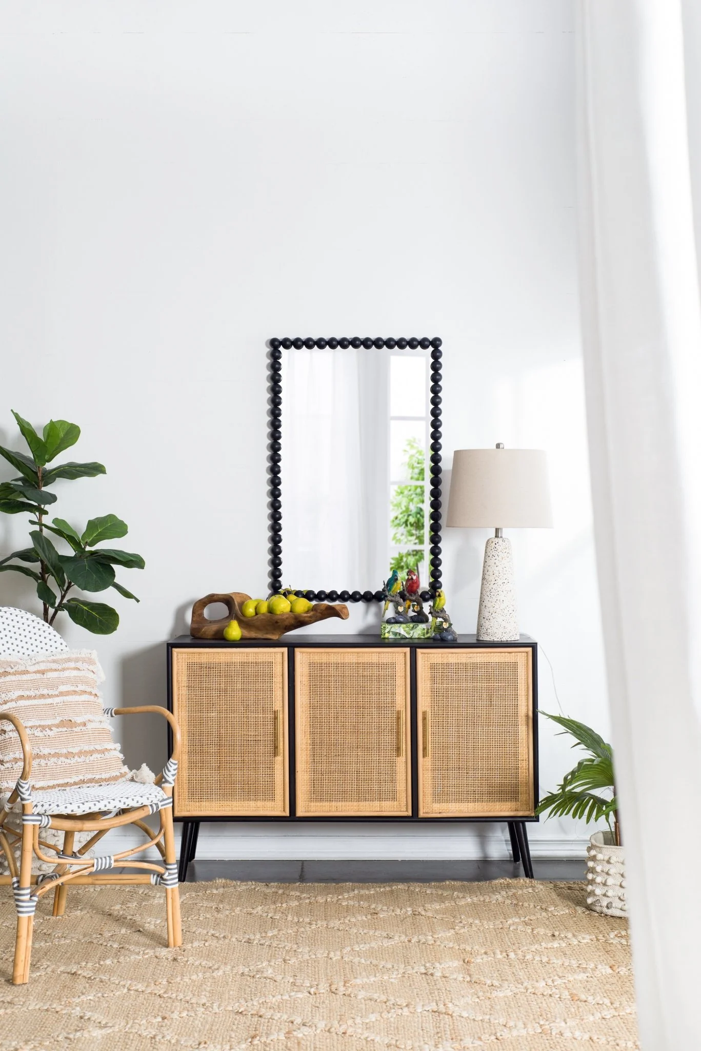 Rectangular Mirror with Metal Beaded Design - Image 7