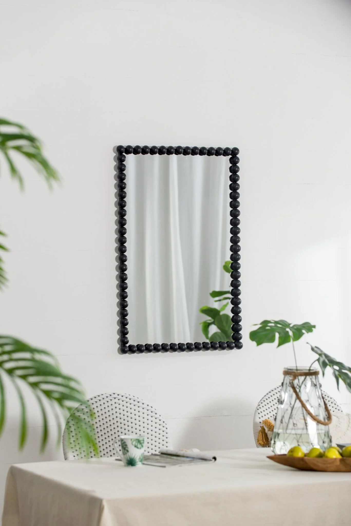 Rectangular Mirror with Metal Beaded Design - Image 9