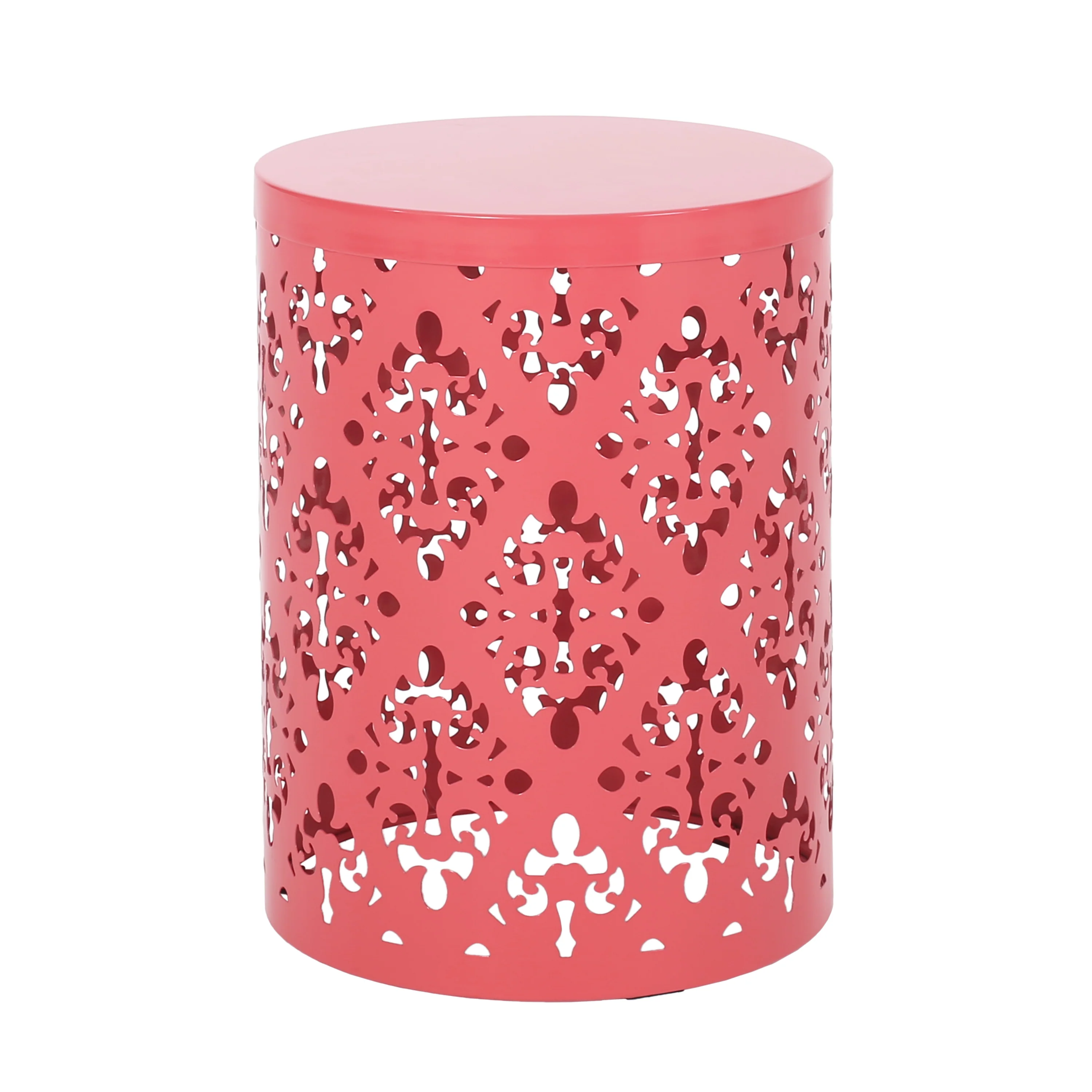 Refinery 2-Piece Outdoor End Table Set with Floral Patten and Iron Cut Design - Image 5