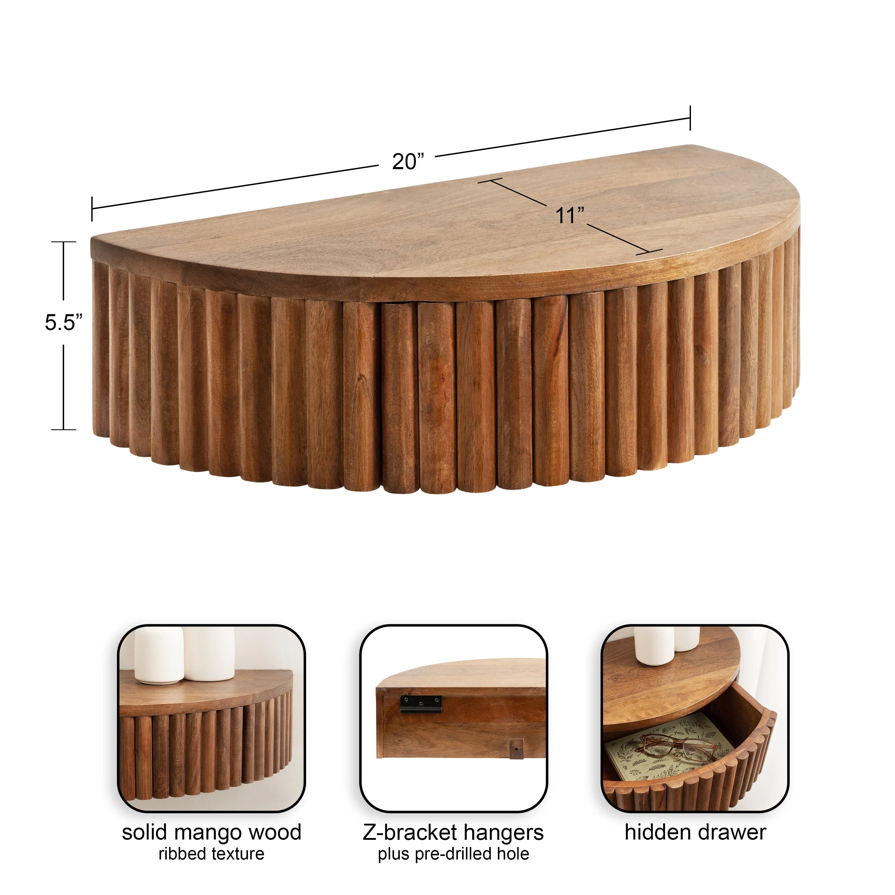 Reid Ribbed Floating Side Table - Image 2