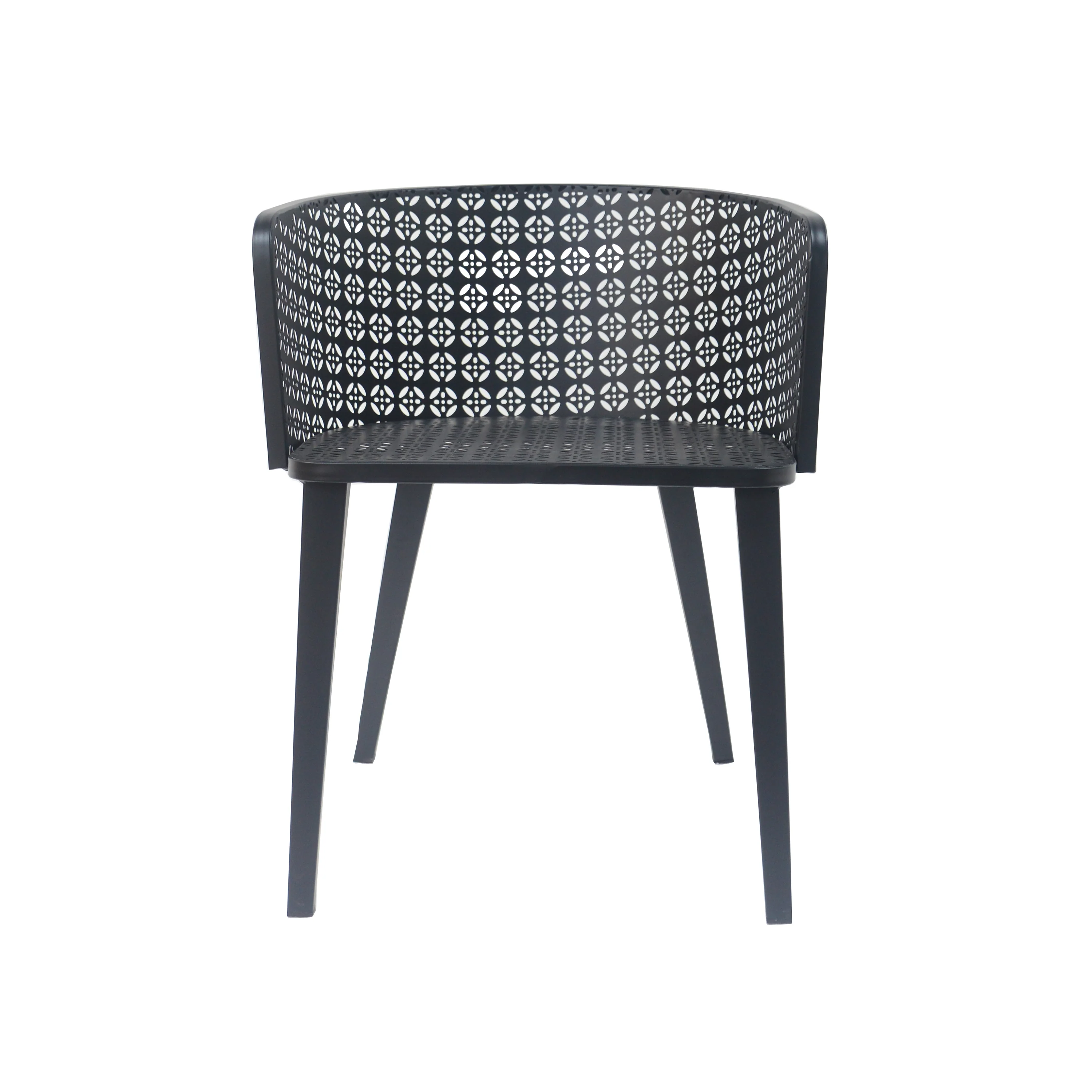 Rejoiced Outdoor Dining Chair with Geometric Lattice Design and Curved Back, Set of 2 - Image 4