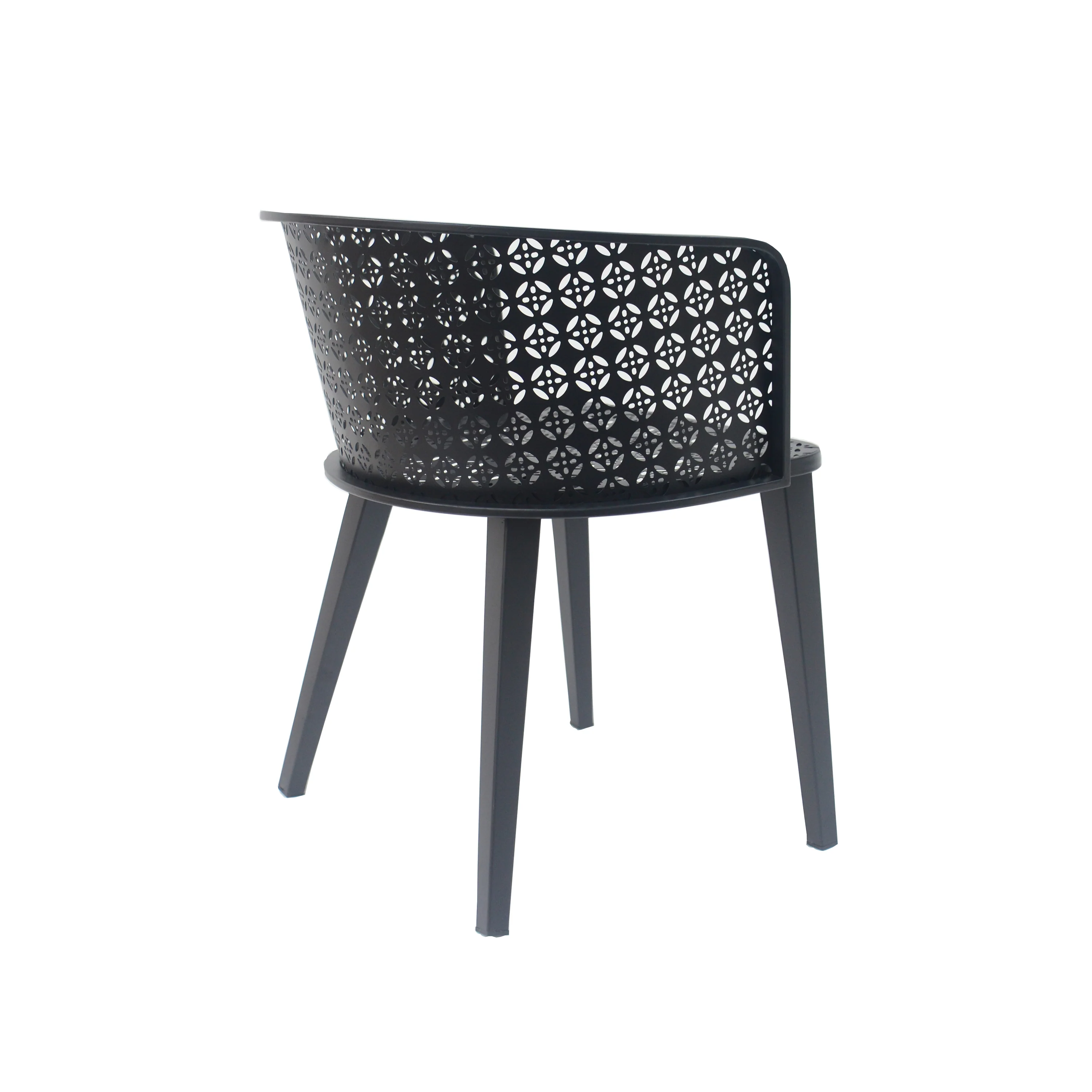 Rejoiced Outdoor Dining Chair with Geometric Lattice Design and Curved Back, Set of 2 - Image 7