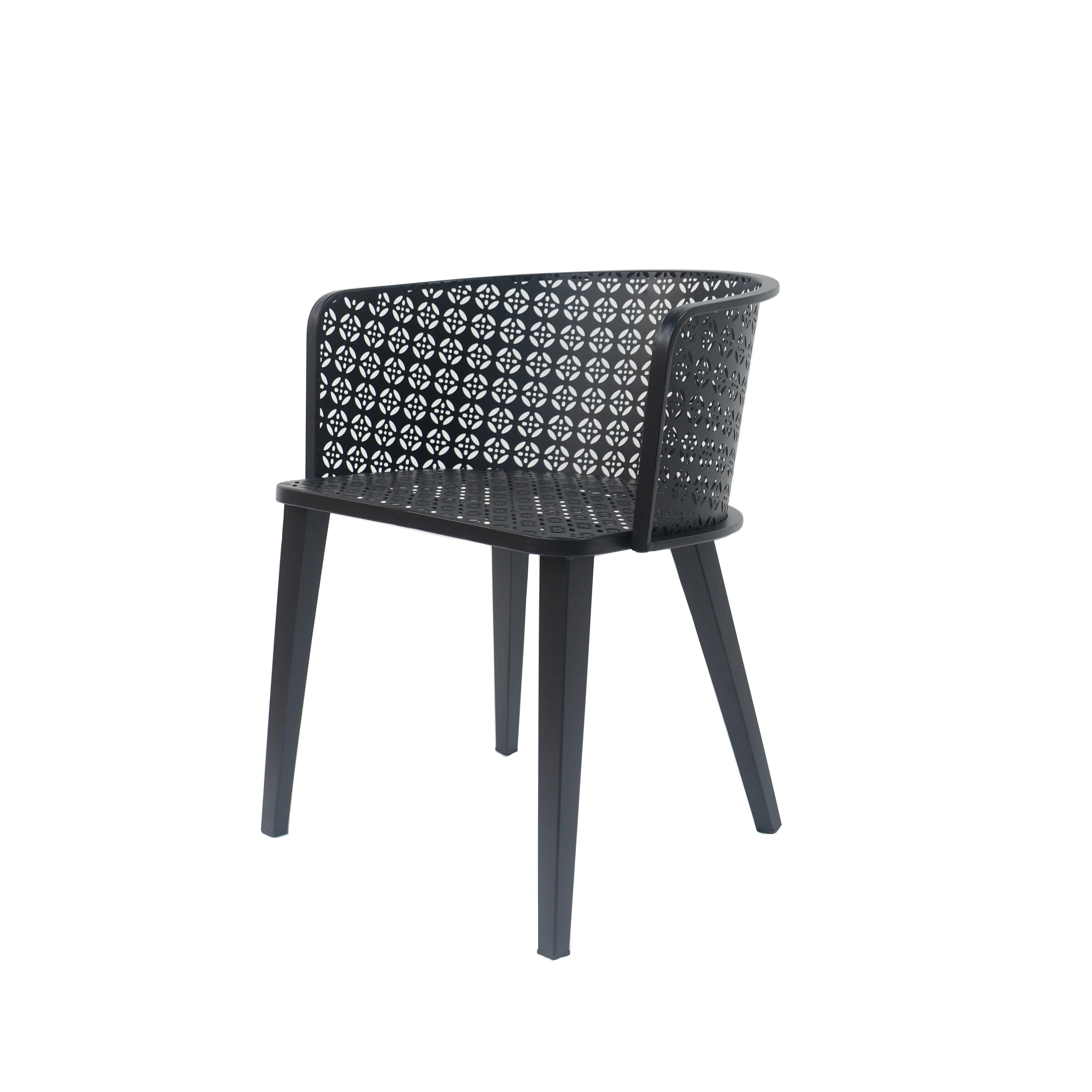 Rejoiced Outdoor Dining Chair with Geometric Lattice Design and Curved Back, Set of 2 - Image 9