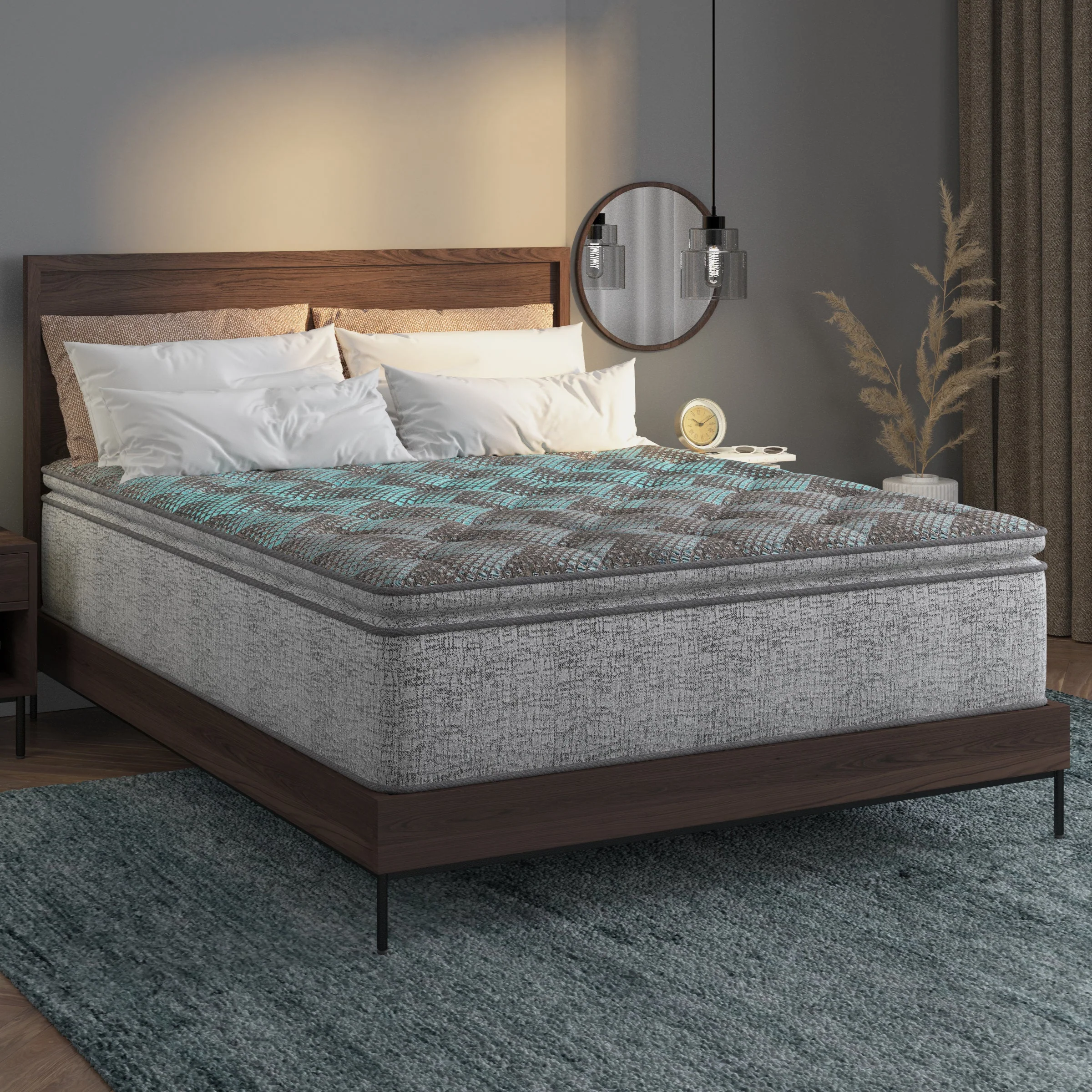 Restonic Comfort Care 14" Euro Top Hybrid Mattress, Individual Pocketed Coil Mattress, Plush Comfort