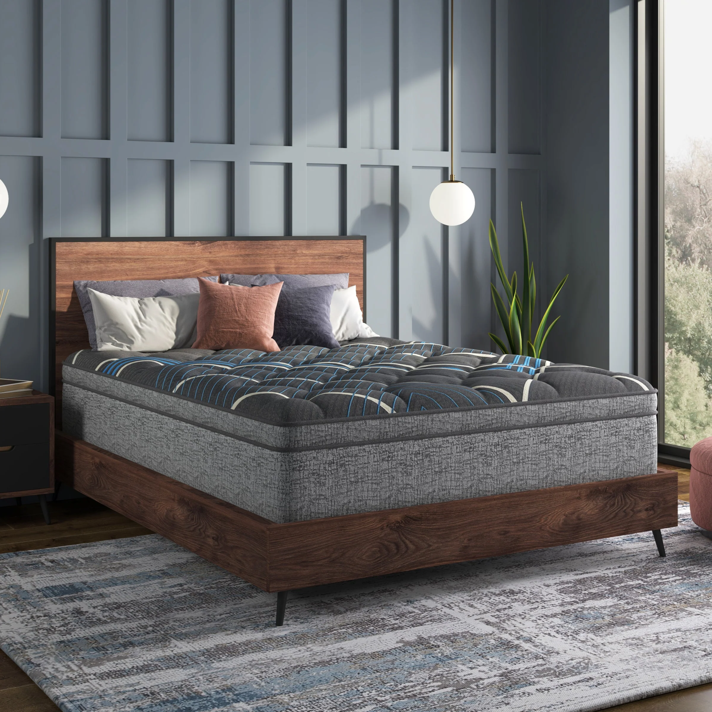 Restonic Comfort Care 15" Euro Top Hybrid Mattress, Individual Pocketed Coil Mattress, Plush Comfort